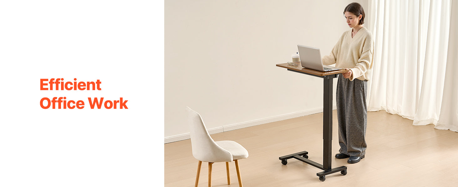 Adjustable Overbed Table with Wheels & Tilt Top for Bedside Work