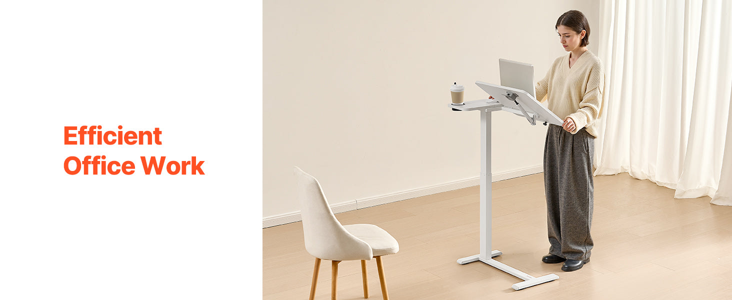 Adjustable Overbed Table with Wheels & Tilt Top for Bedside Work