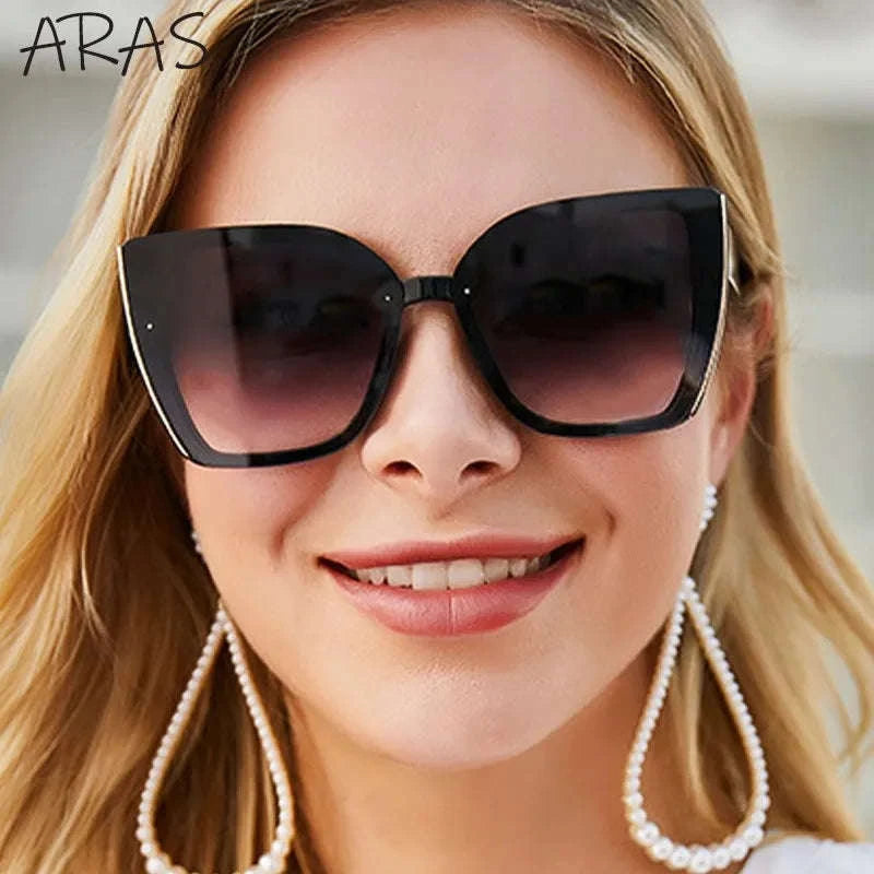 Oversized Cat Eye Sunglasses for Women-C8 Blue / ZS-8713D