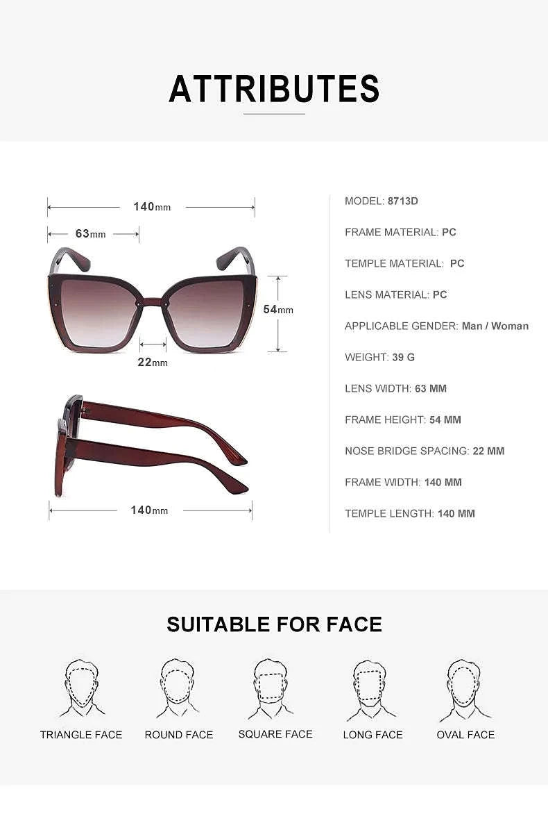 Oversized Cat Eye Sunglasses for Women-C8 Blue / ZS-8713D