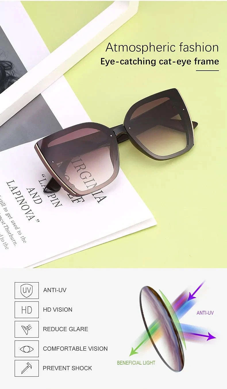 Oversized Cat Eye Sunglasses for Women-C8 Blue / ZS-8713D