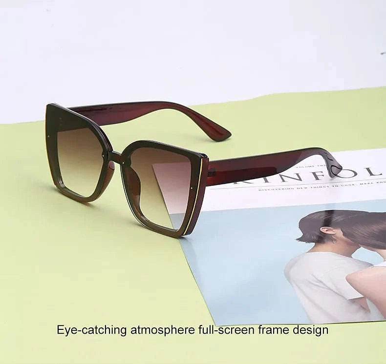 Oversized Cat Eye Sunglasses for Women-C8 Blue / ZS-8713D