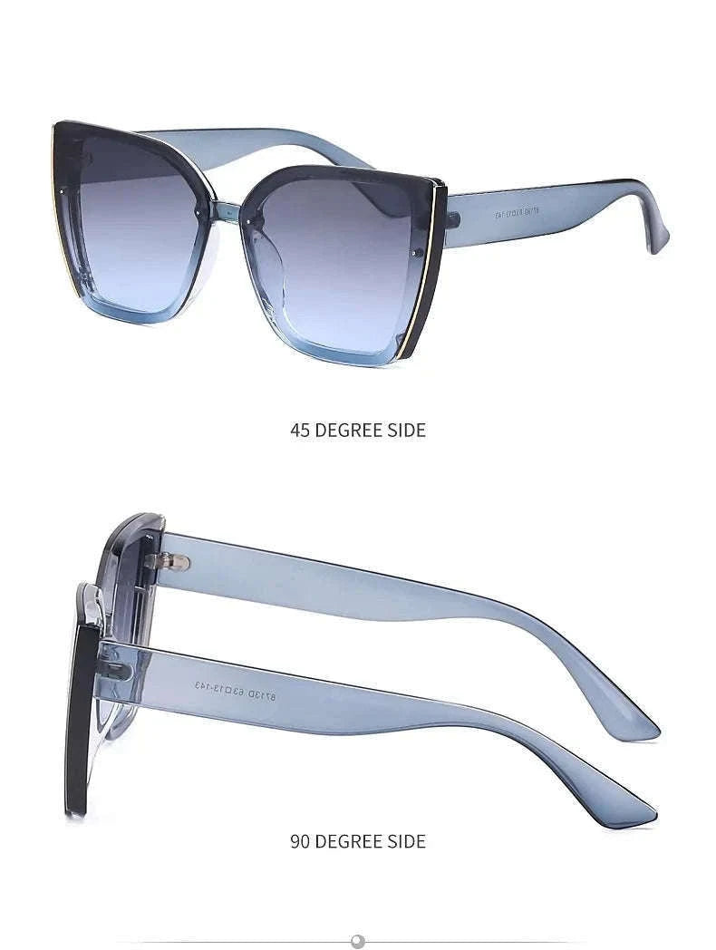 Oversized Cat Eye Sunglasses for Women with UV400 Protection-C8 Blue / ZS-8713D