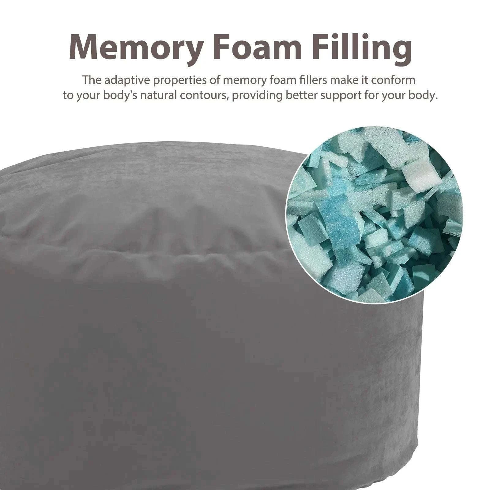 Oversized Foam Bean Bag Chair with Washable Cover & Pocket-3 feet Dark Gray / United States