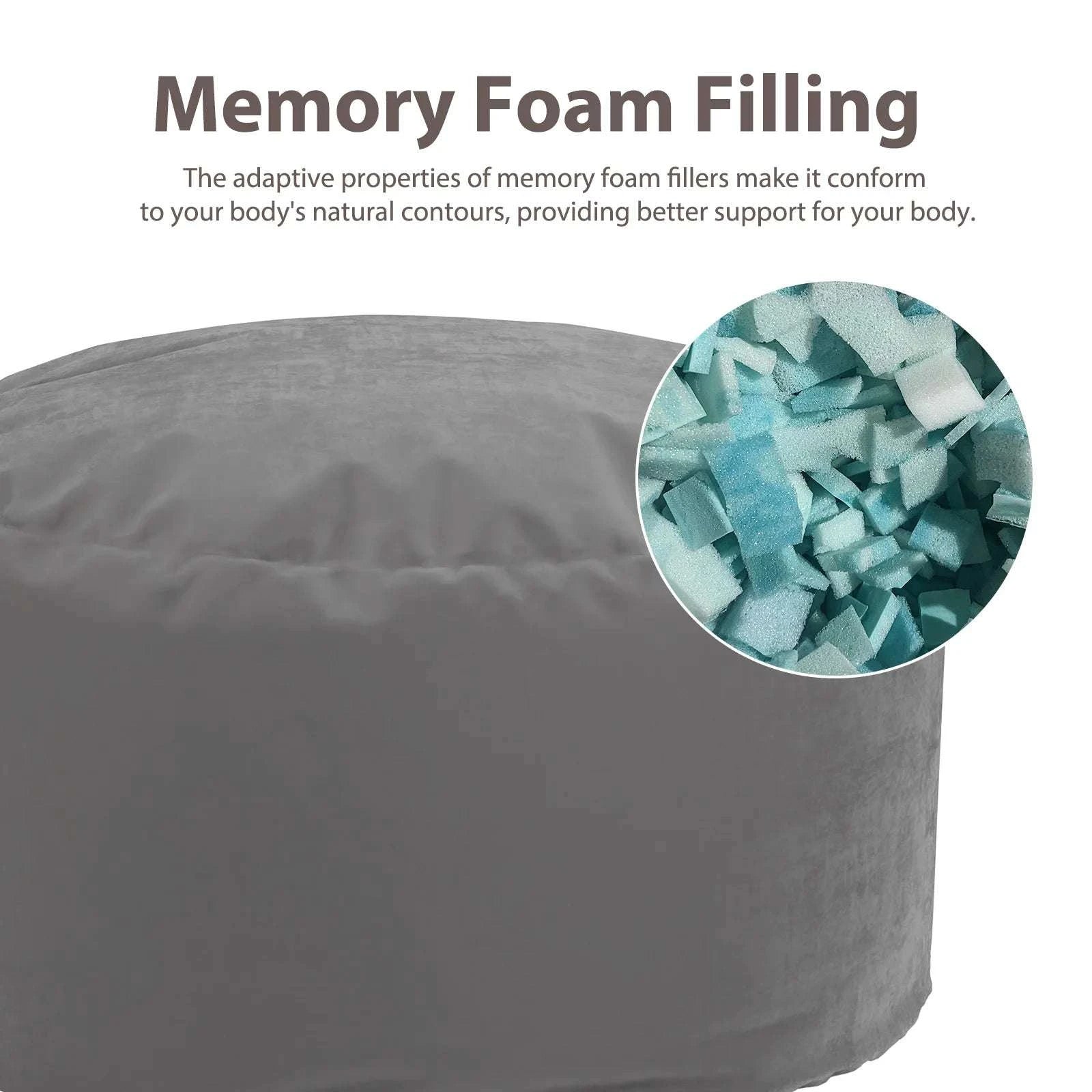 Oversized Foam Bean Bag Chair with Washable Cover & Pocket-3 feet Dark Gray / United States