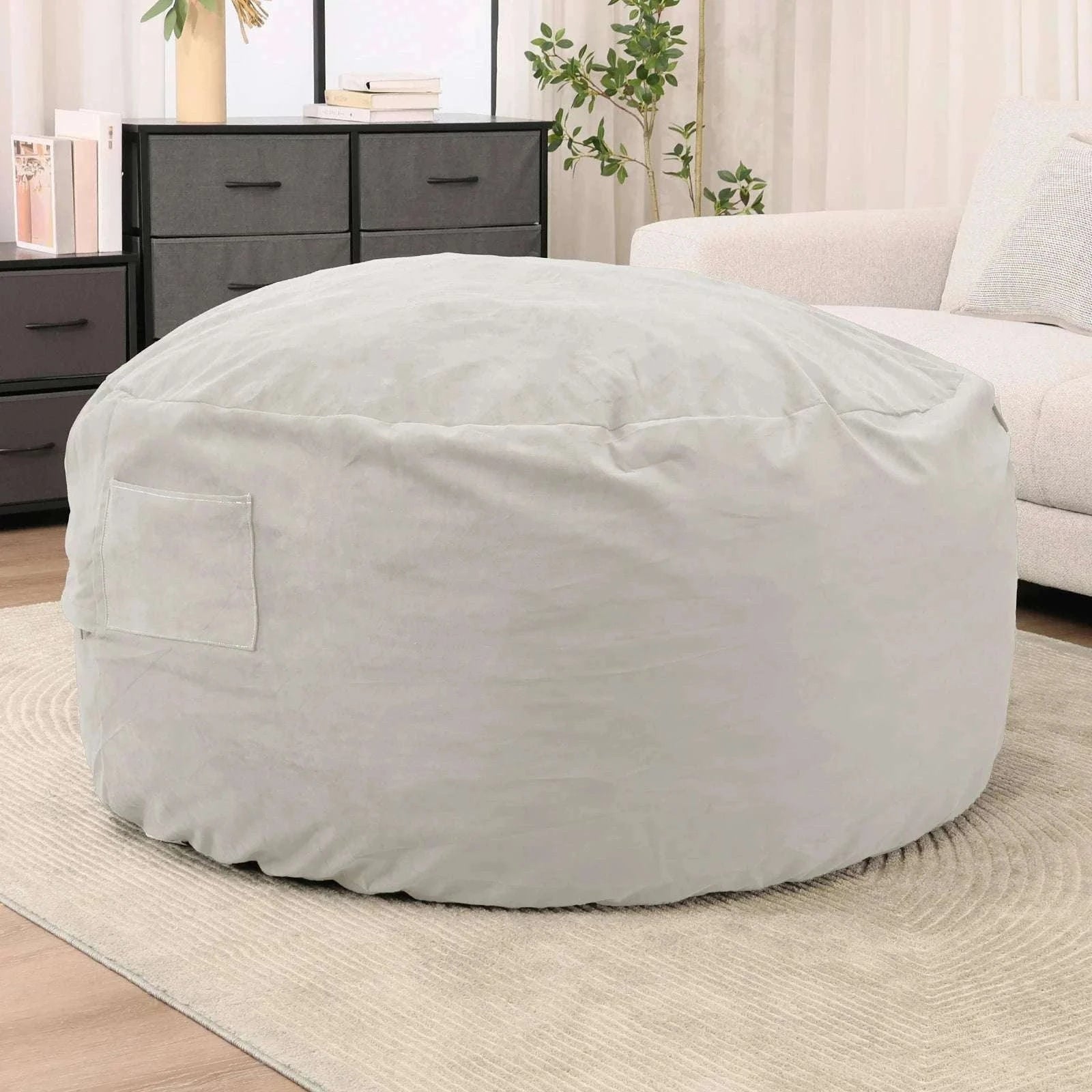 Oversized Foam Bean Bag Chair with Washable Cover & Pocket-3 feet Dark Gray / United States