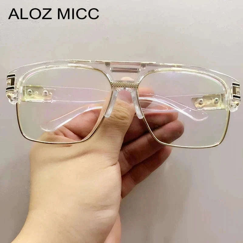 Oversized Square Glasses Frame with Clear Blue Light Lenses-C5 Clear Frame Clear