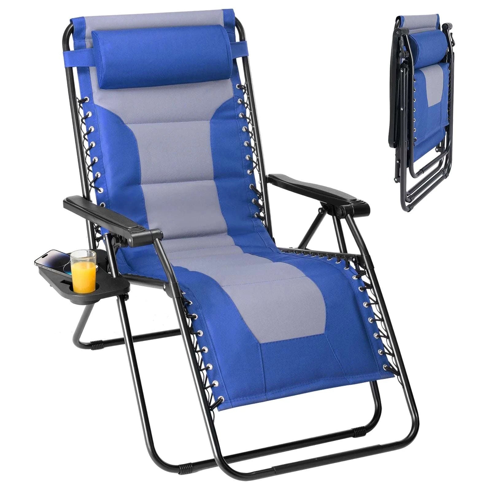 Oversized Zero Gravity Reclining Chair with Cushion & Cup Holder-light green / United States