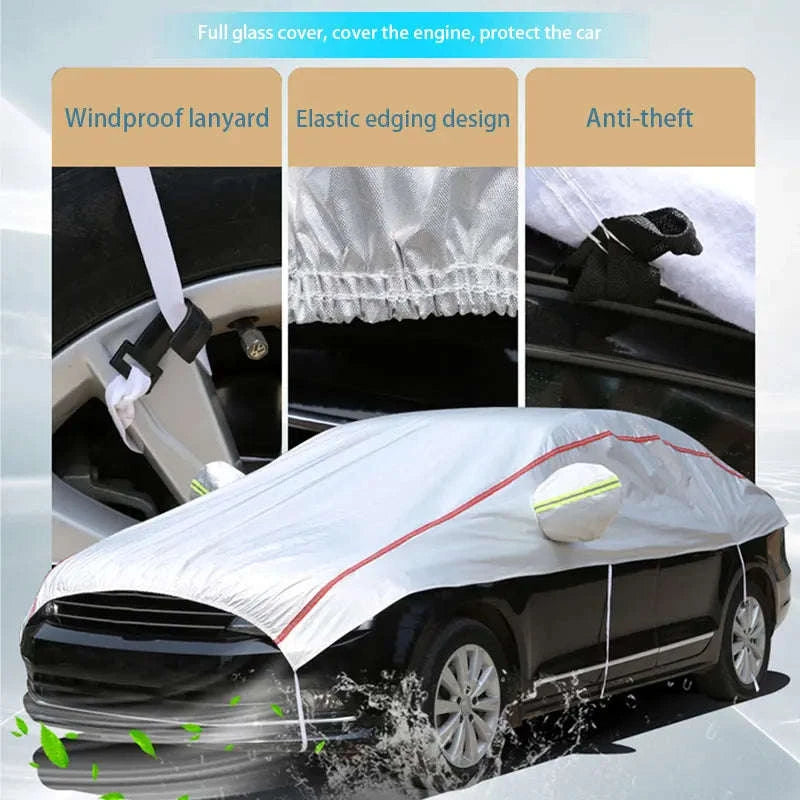 Oxford Cloth Car Cover Indoor/Outdoor Sun Protection Dustproof Waterproof Universal for Sedan SUV-SUV Silver