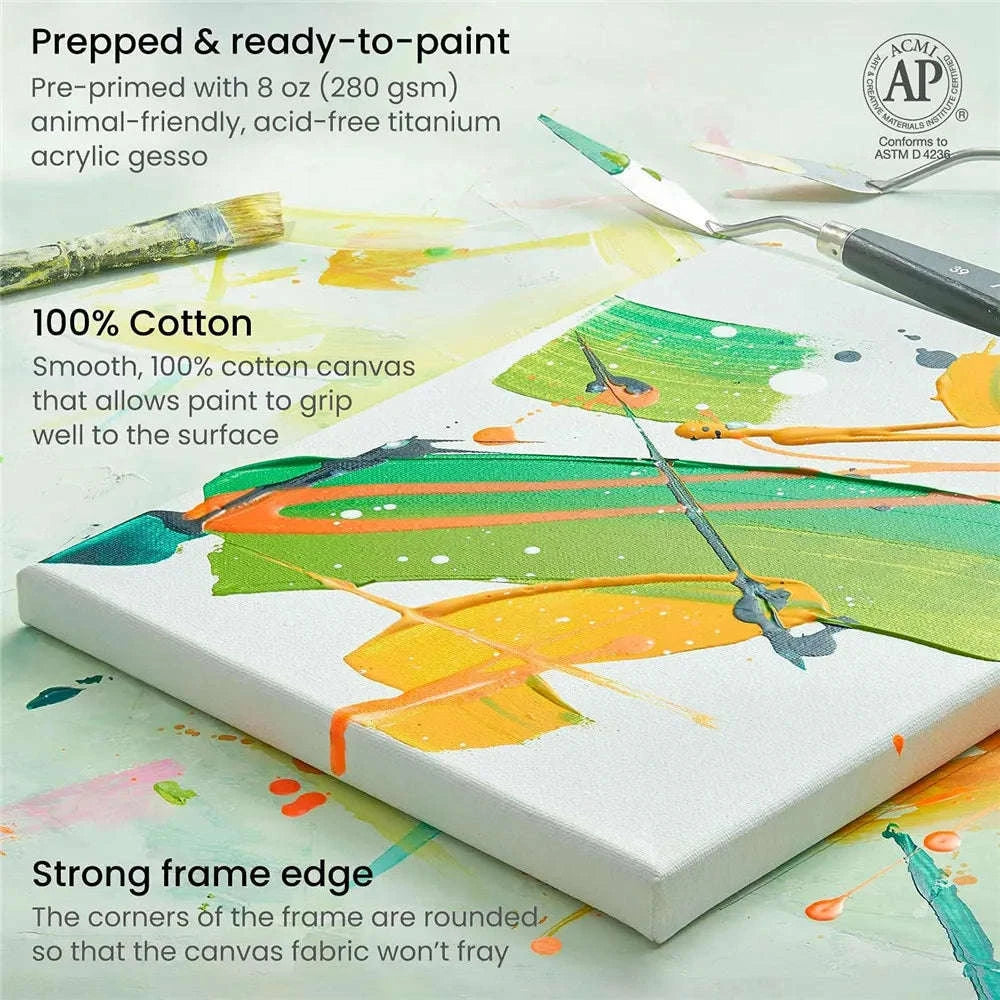 Pack of 4 White Square Artist Canvas Boards-10x10cm 4x4in-4pcs