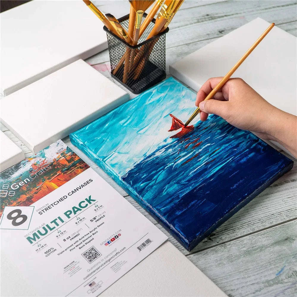 Pack of 4 White Square Artist Canvas Boards-10x10cm 4x4in-4pcs