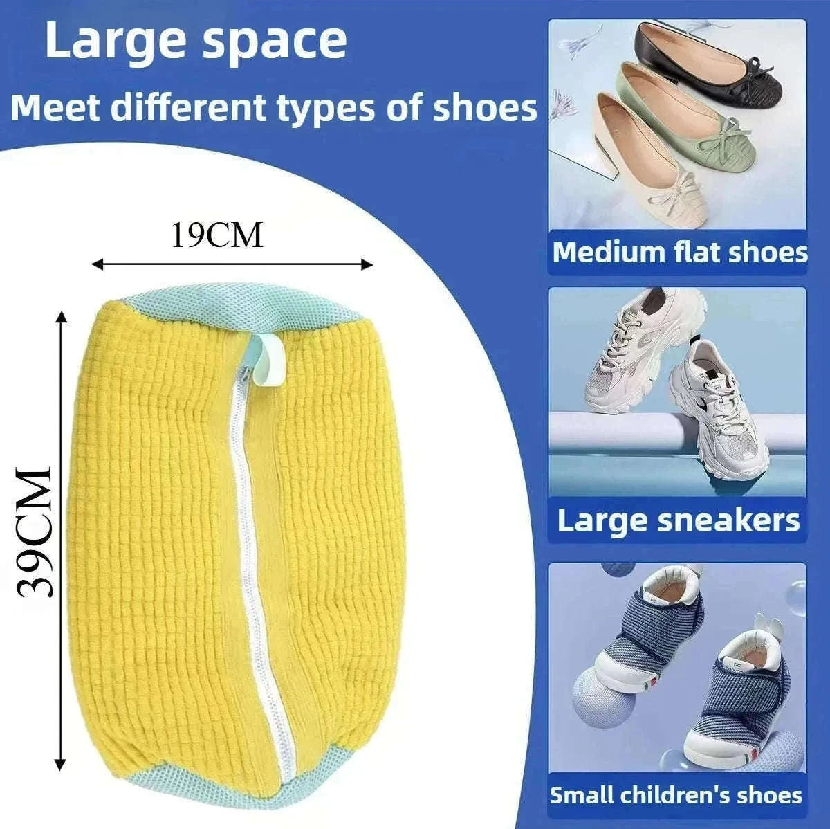 Padded Net Shoe Laundry Bag for Gentle Shoe Washing-1PCS-yellow