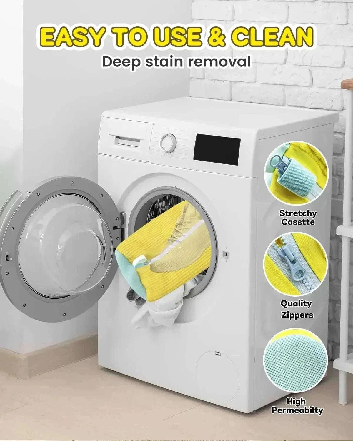 Padded Net Shoe Laundry Bag for Gentle Shoe Washing-1PCS-yellow