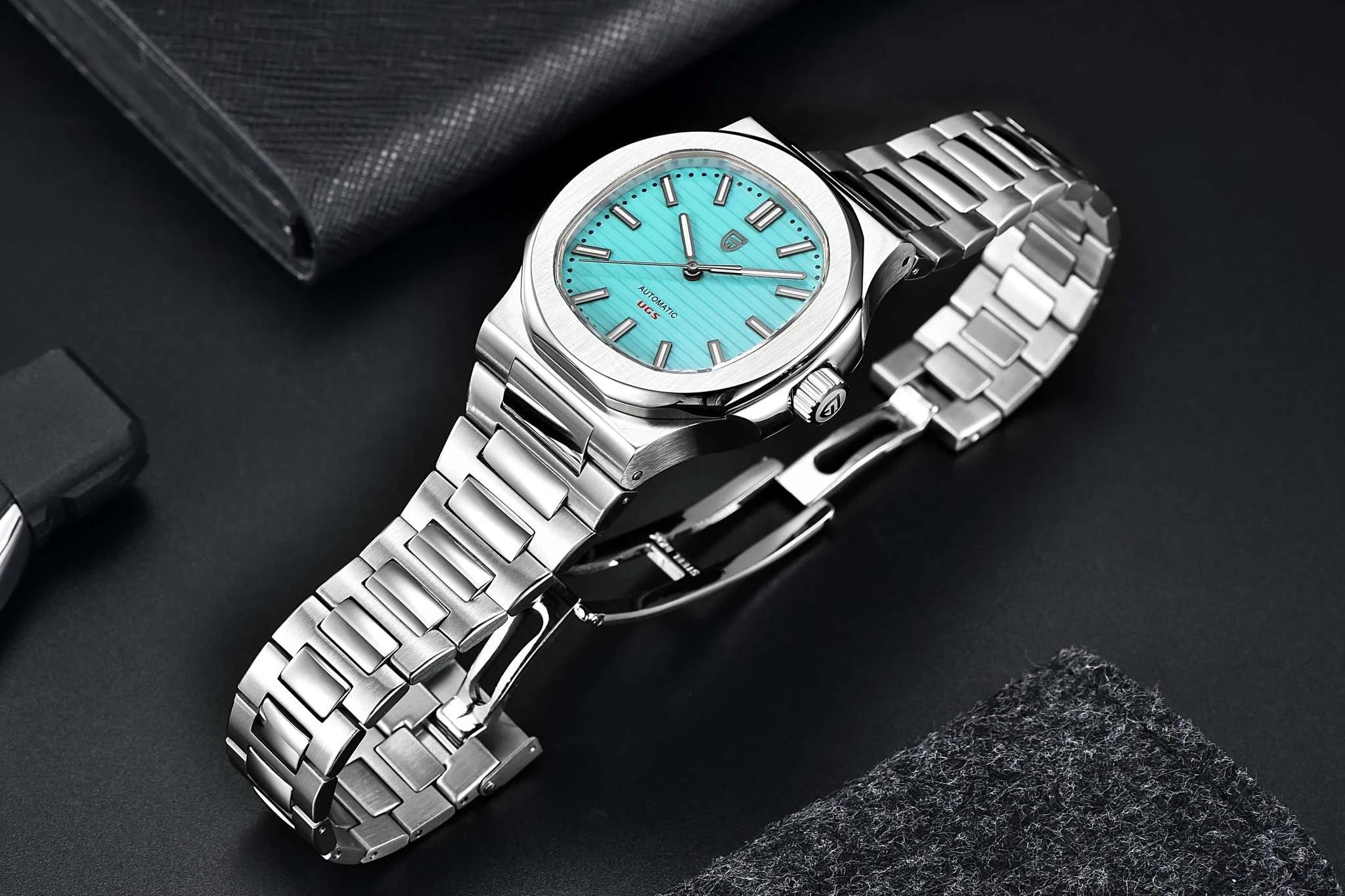 Pagani Design 40MM Automatic Men's Watch with Sapphire Glass-Ice Blue / france