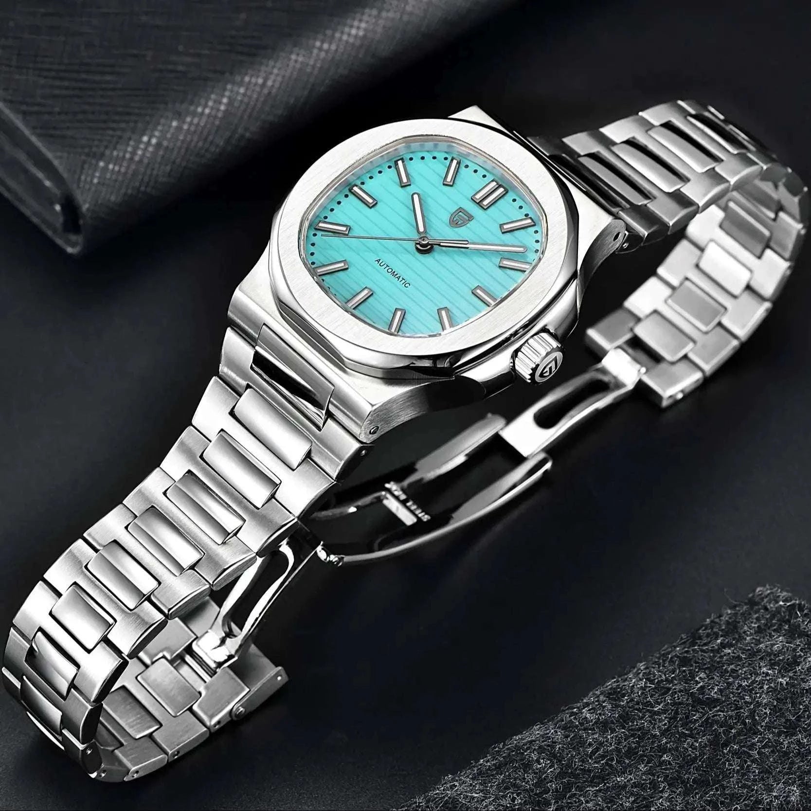 Pagani Design 40MM Automatic Men's Watch with Sapphire Glass-Ice Blue / france