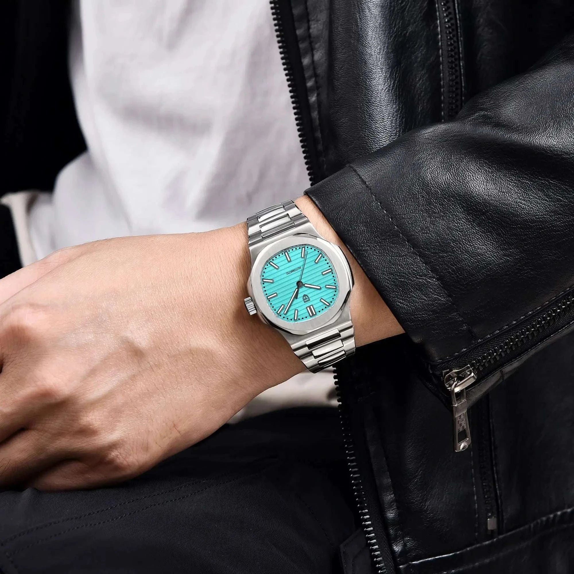 Pagani Design 40MM Automatic Men's Watch with Sapphire Glass-Ice Blue / france
