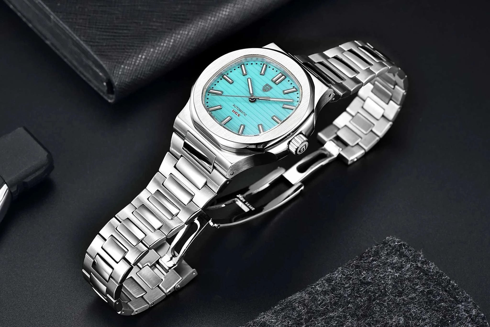 Pagani Design 40MM Automatic Men's Watch with Sapphire Glass-Ice Blue / france