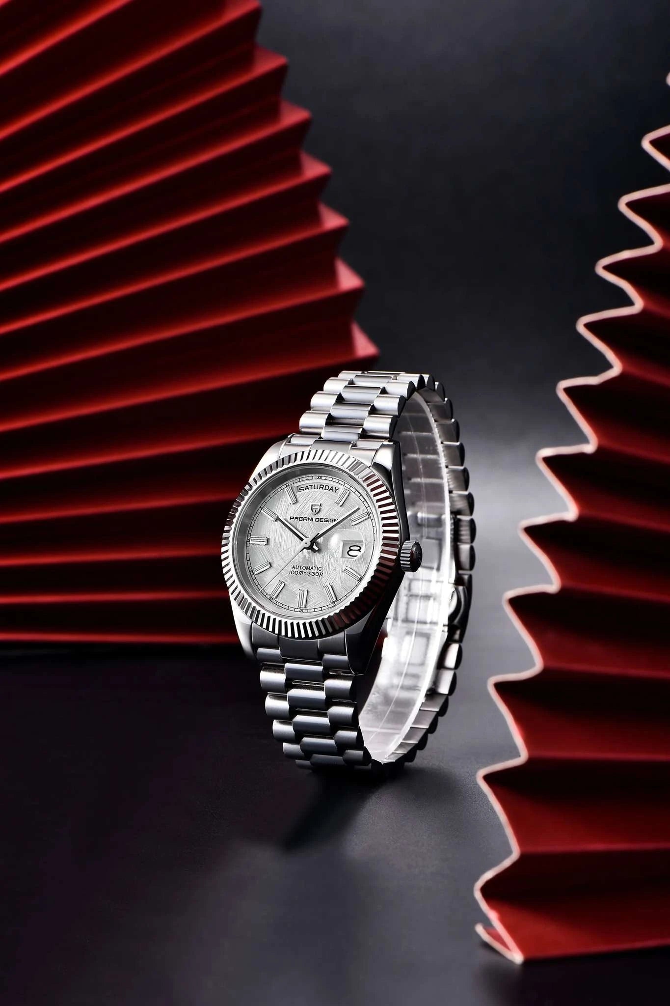 Pagani Design Automatic Gold Watch 40MM Sapphire Steel Waterproof-Rose Gold Green / Italy