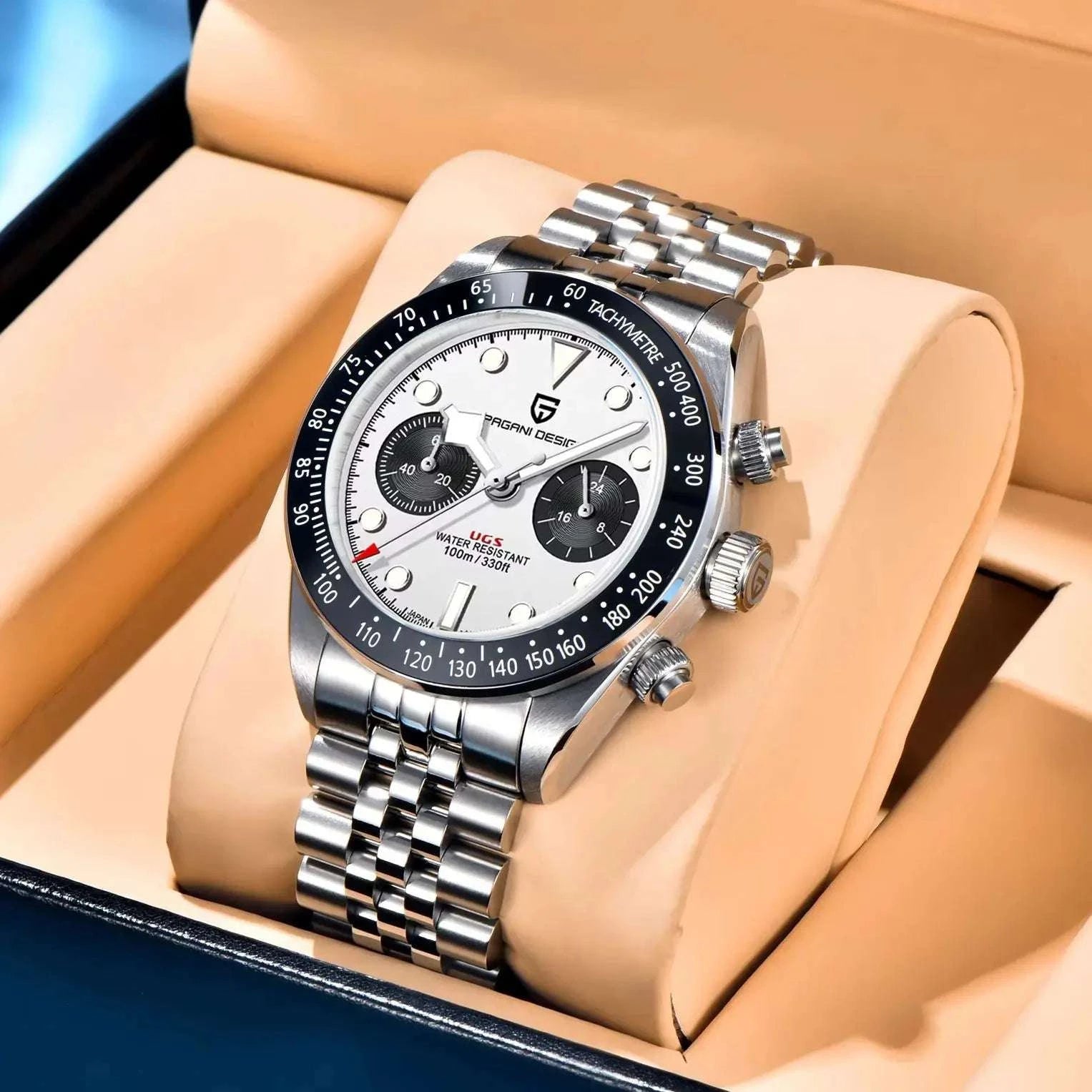 PAGANI DESIGN BB Panda Chronograph Men's Watch 100M Waterproof-Blue / United States