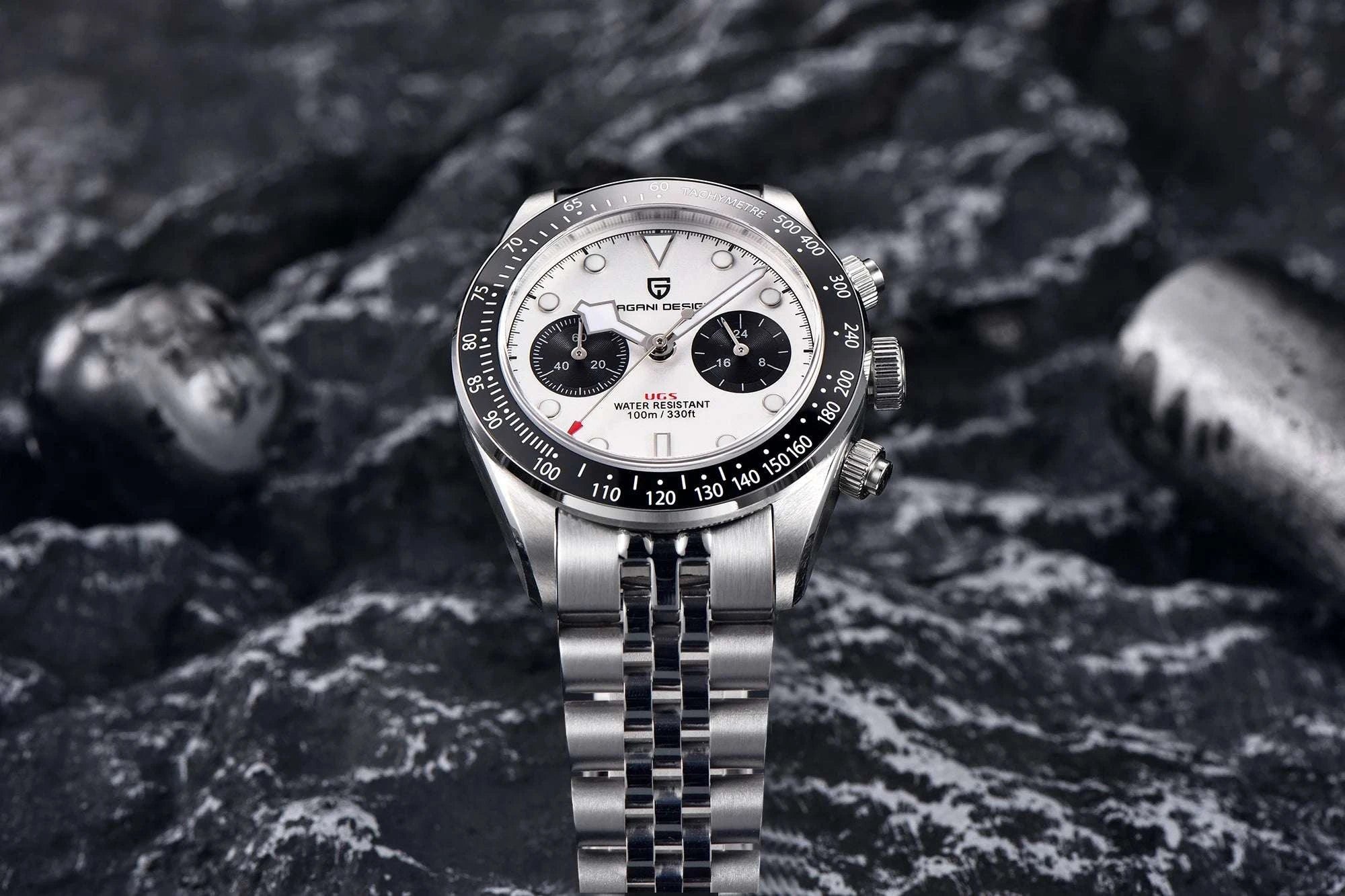 Pagani Design BB Panda Chronograph Watch Stainless Steel 100M-White / United States