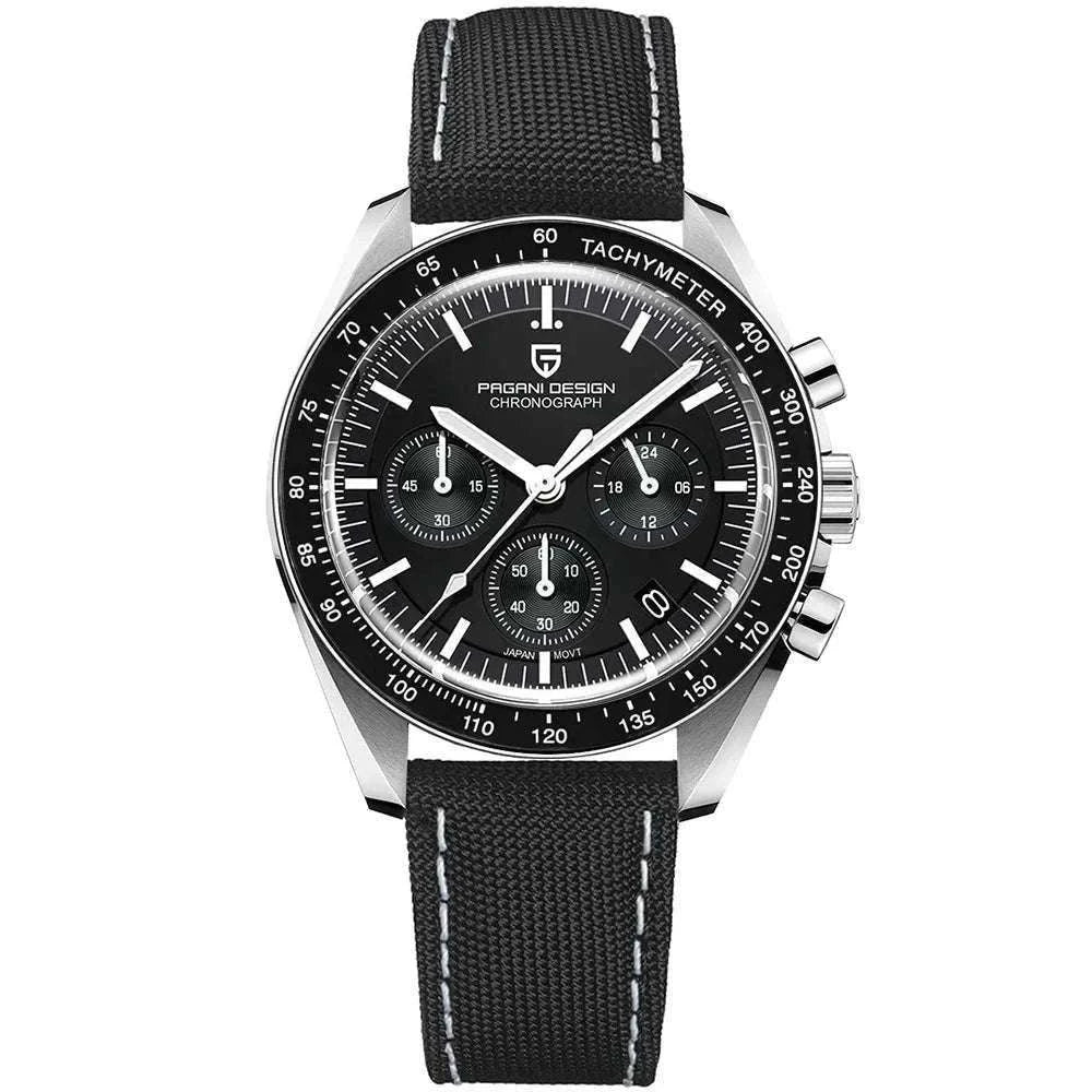 Pagani Design Chronograph Men’s Watch Sapphire Quartz 100M Water-Black / france