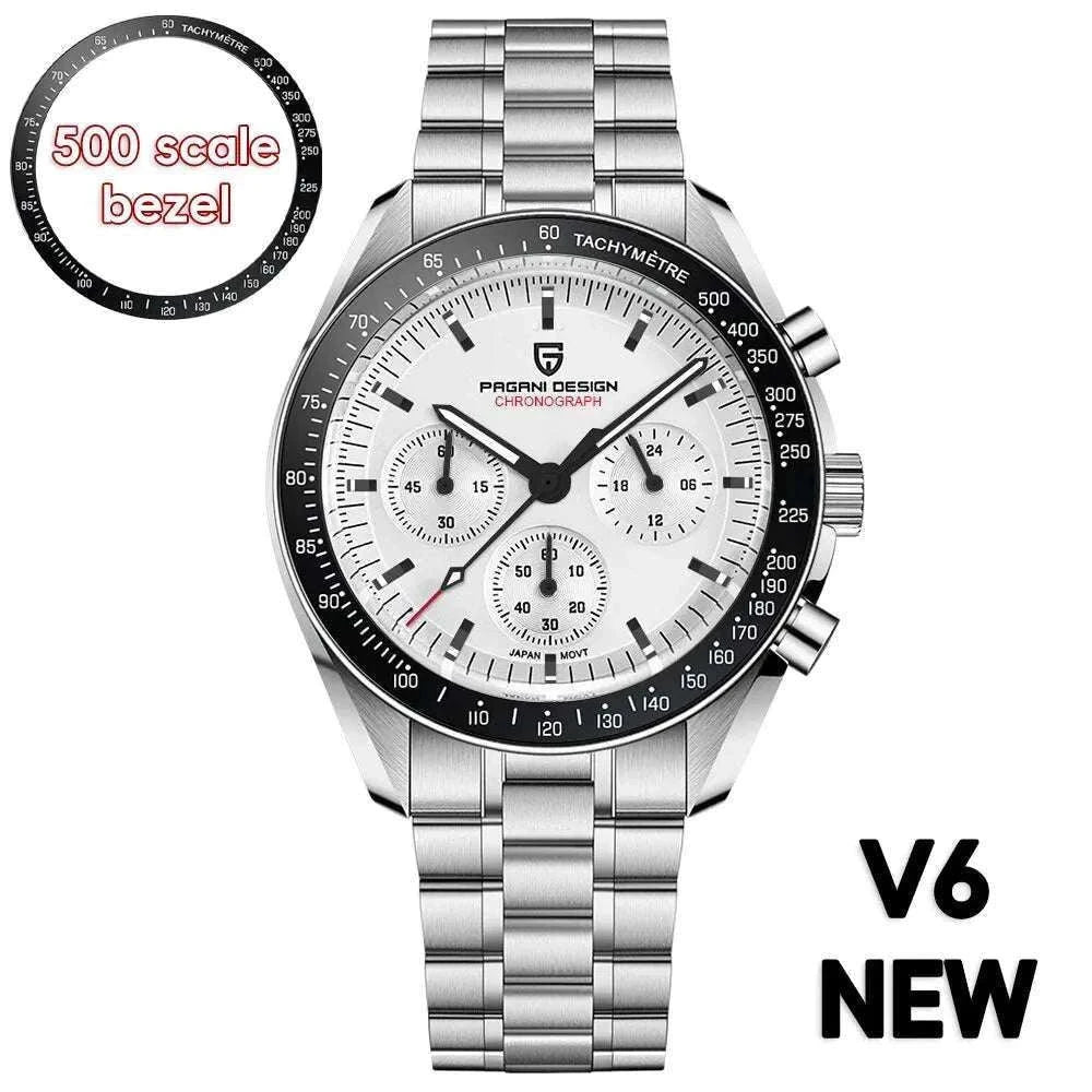 Pagani Design Chronograph Men’s Watch Sapphire Quartz 100M Water-Black / france