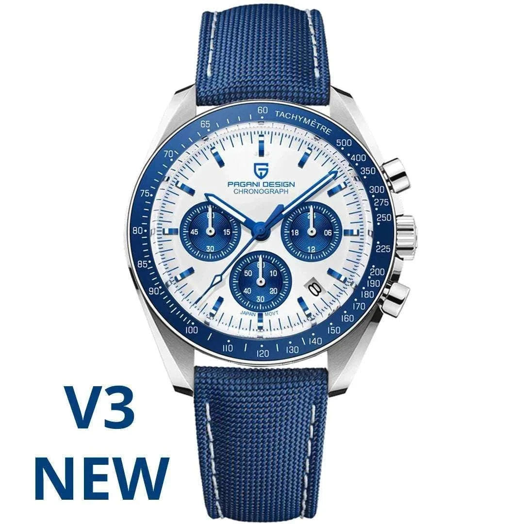 Pagani Design Chronograph Men’s Watch Sapphire Quartz 100M Water-Black / france