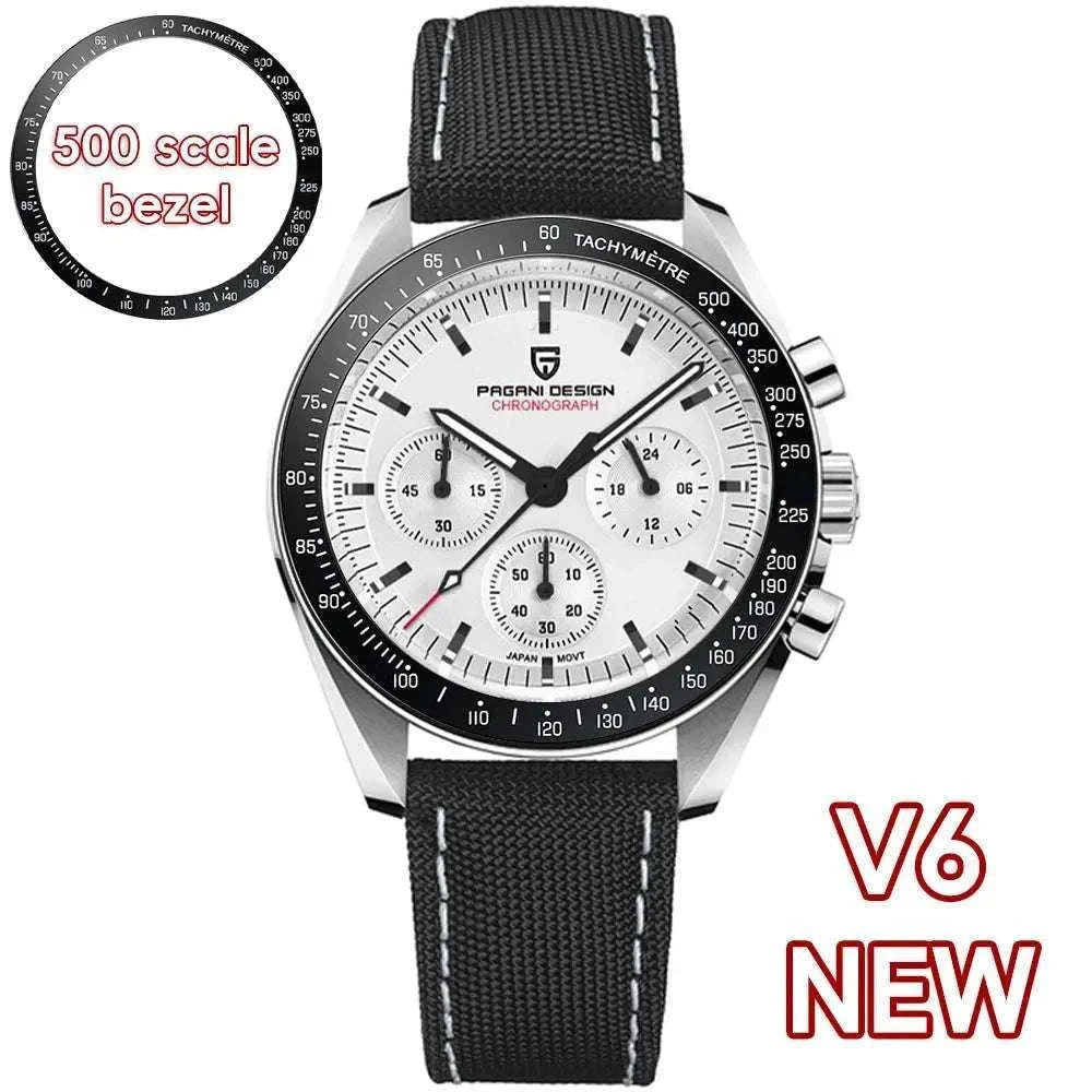 Pagani Design Chronograph Men’s Watch Sapphire Quartz 100M Water-Black / france