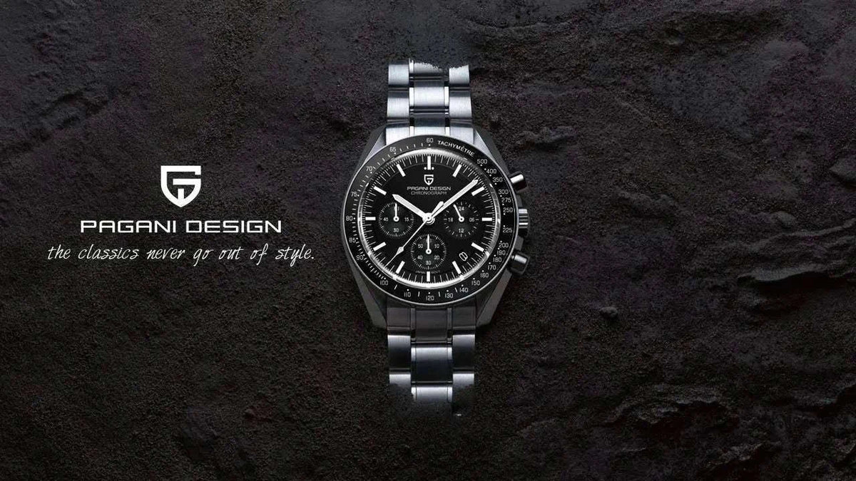 Pagani Design Chronograph Men’s Watch Sapphire Quartz 100M Water-Black / france