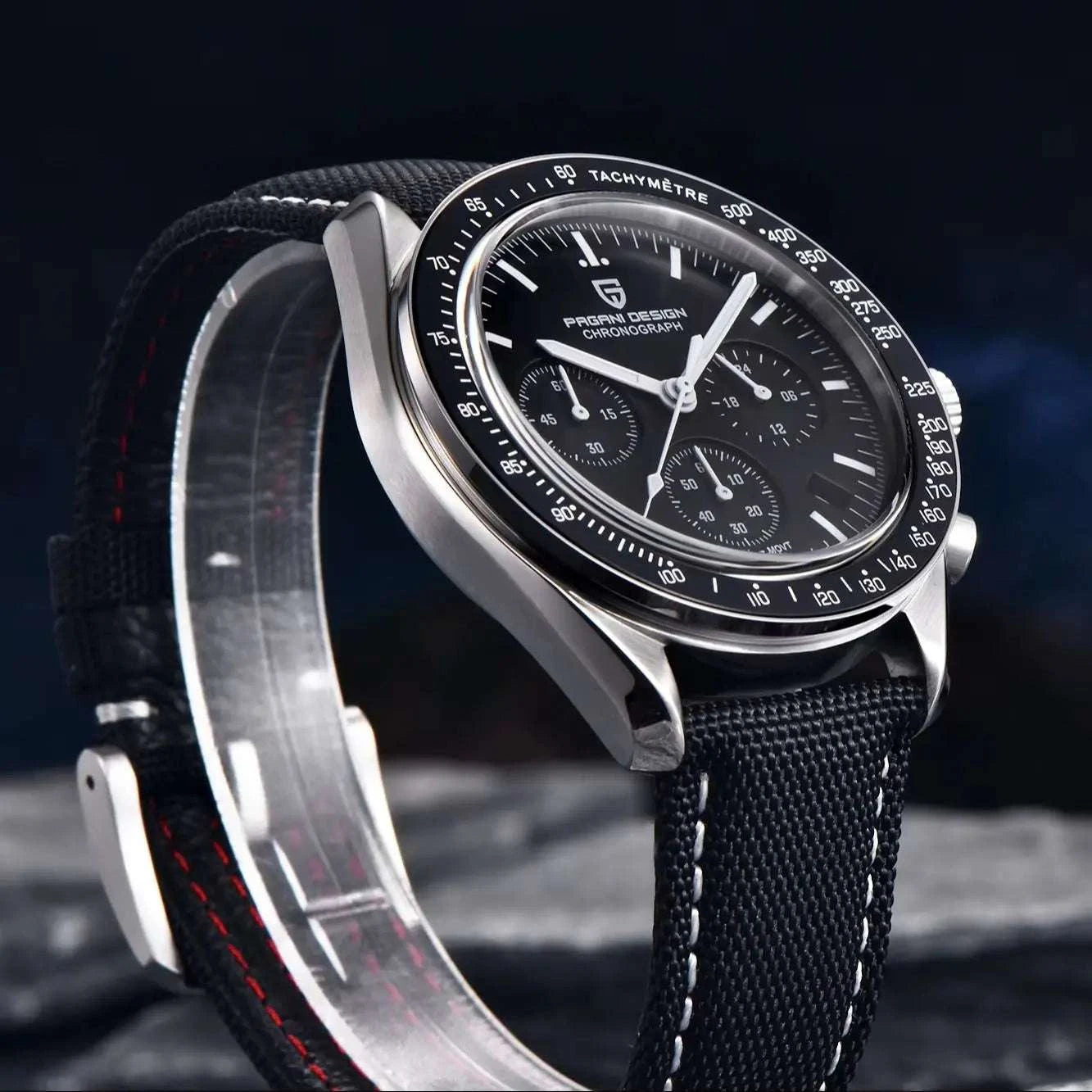 Pagani Design Chronograph Men’s Watch Sapphire Quartz 100M Water-Black / france