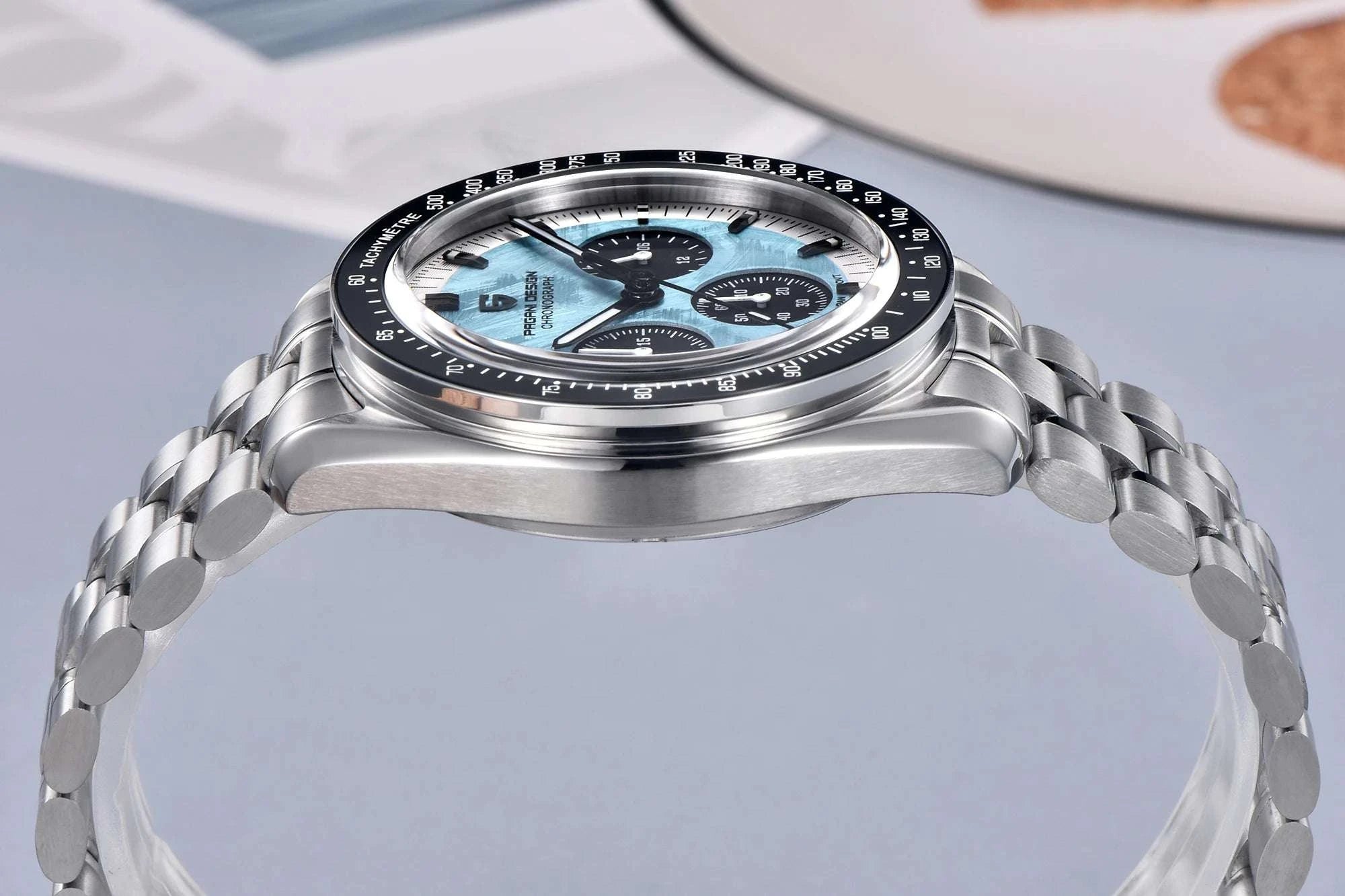 Pagani Design Chronograph Quartz Watch Men's Sapphire Steel 100M-Black Panda / United States