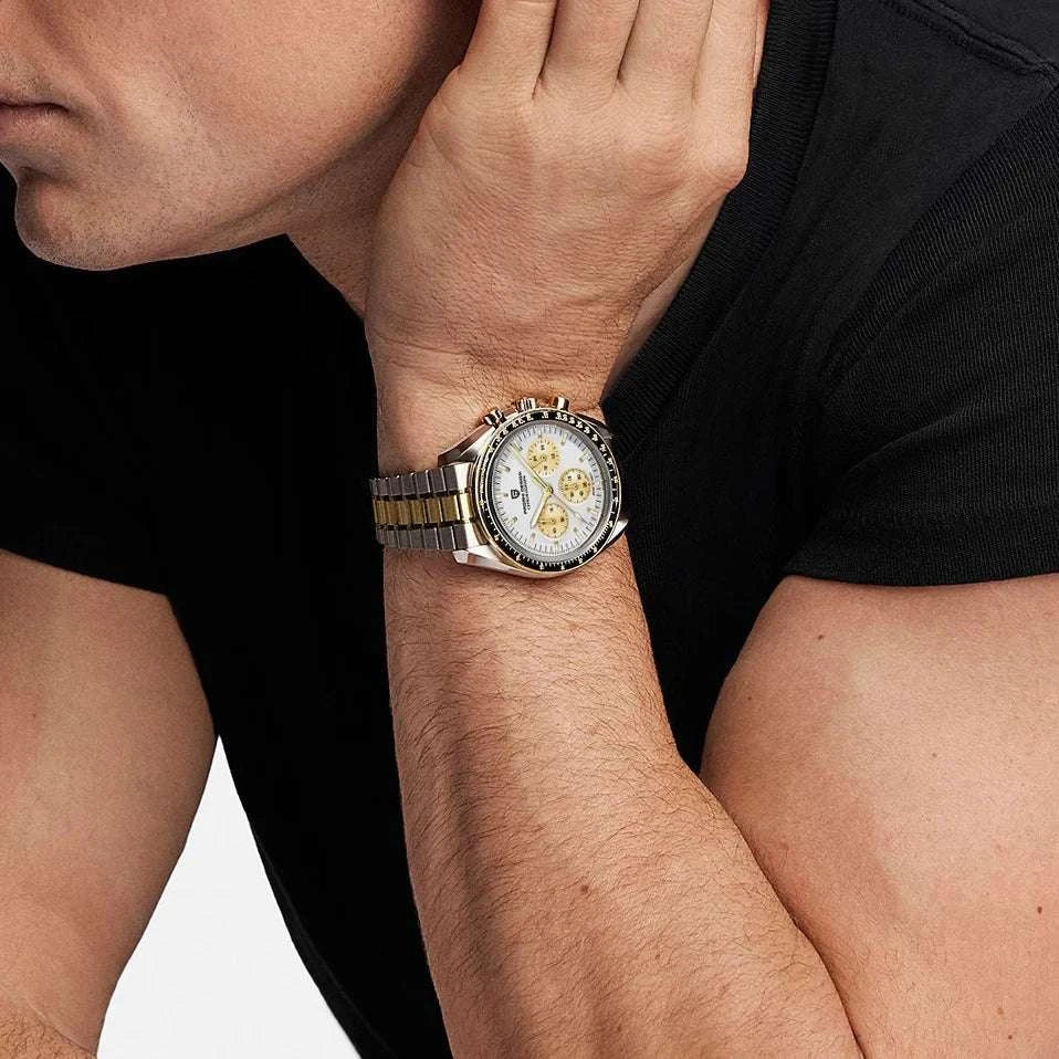 Pagani Design Chronograph Quartz Watch Men's Sapphire Steel 100M-Black Panda / United States