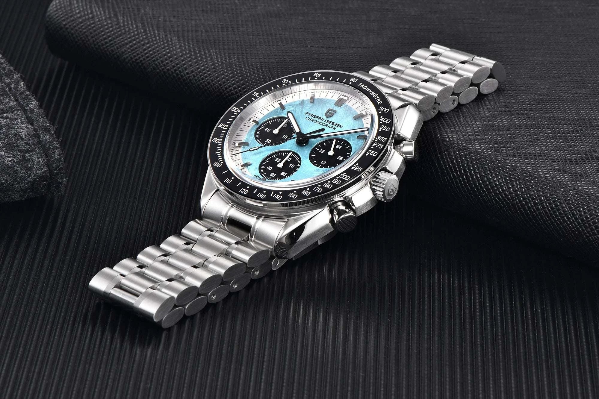 Pagani Design Chronograph Quartz Watch Men's Sapphire Steel 100M-Black Panda / United States