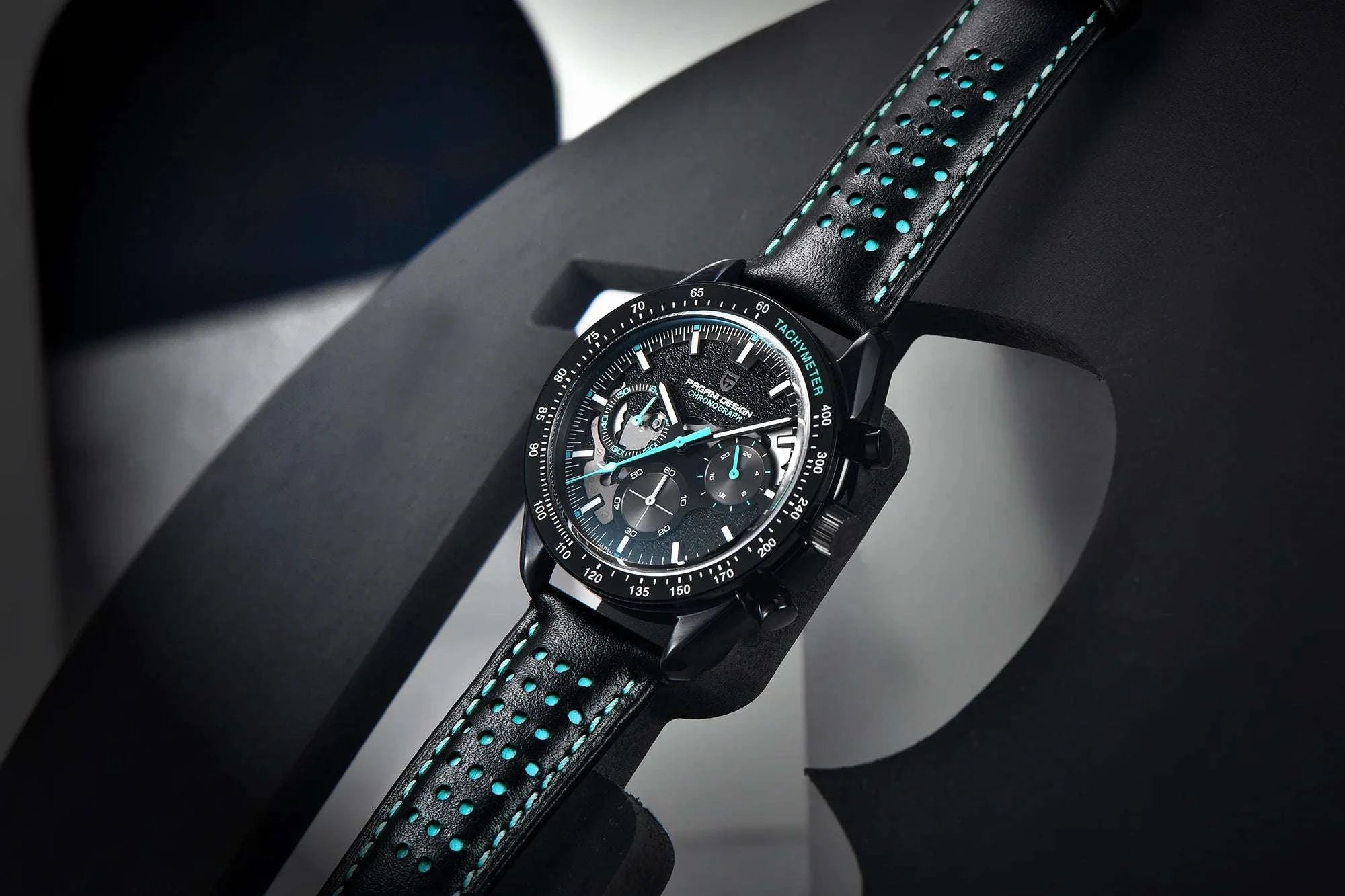 Pagani Design Moon Dark Chronograph Watch AR Sapphire 100M-Red / france