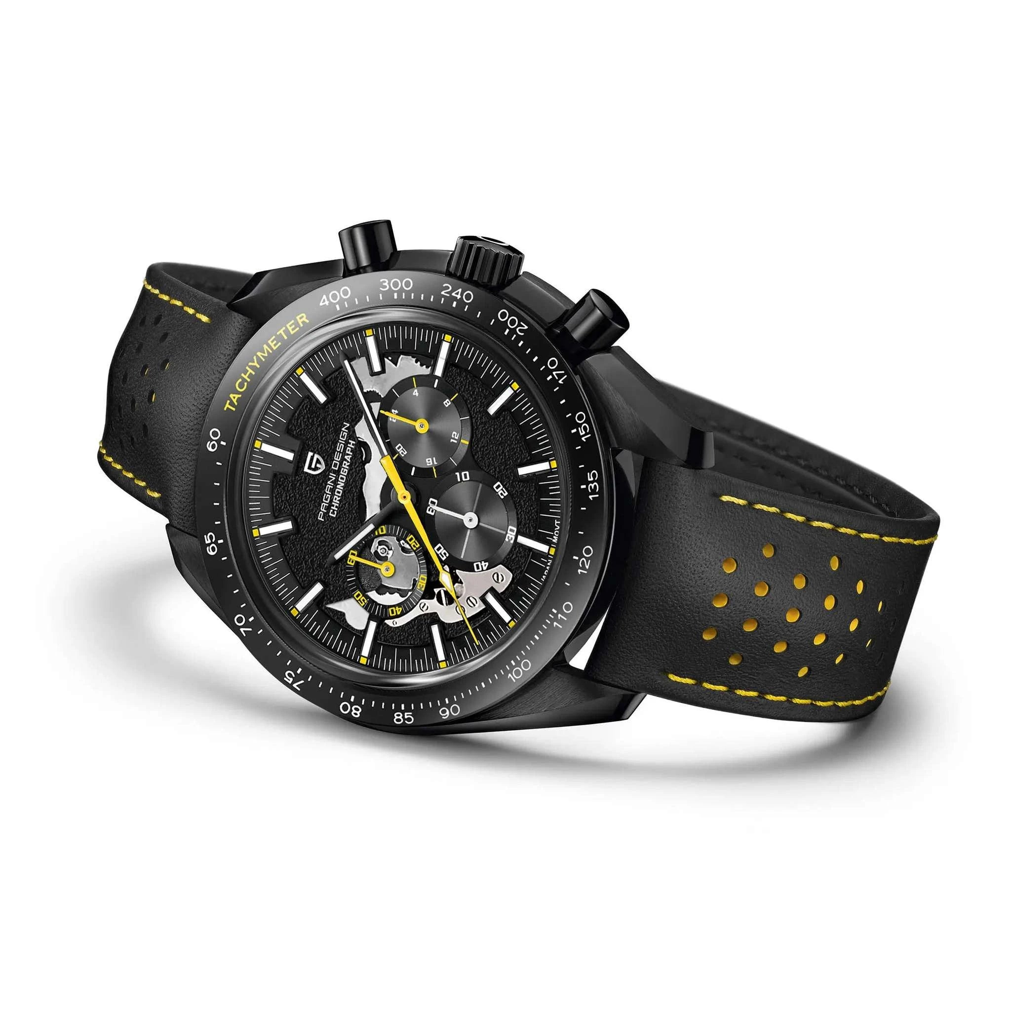Pagani Design Moon Dark Chronograph Watch AR Sapphire 100M-Red / france