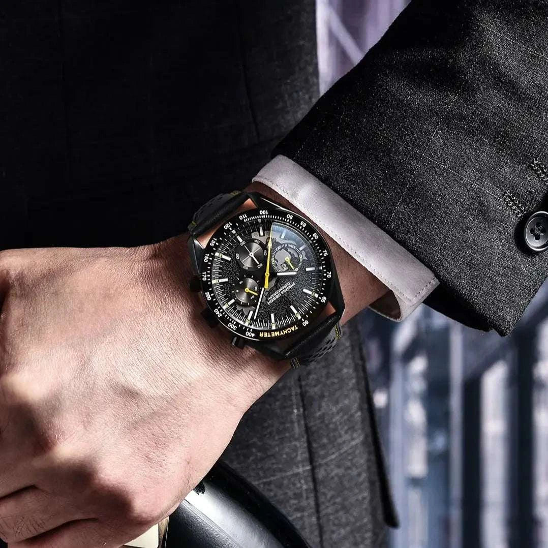 Pagani Design Moon Dark Chronograph Watch AR Sapphire 100M-Red / france