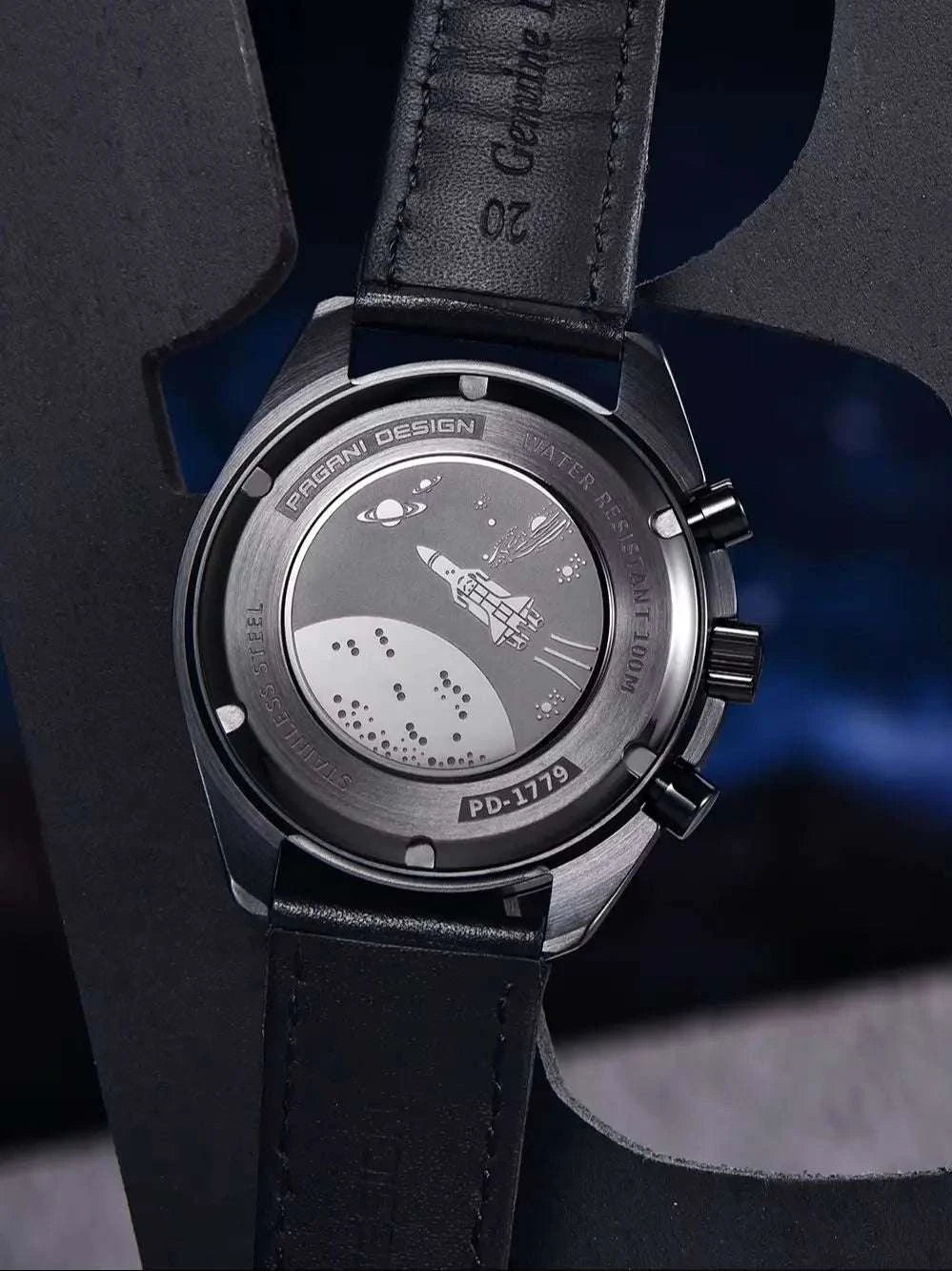 Pagani Design Moon Dark Chronograph Watch AR Sapphire 100M-Red / france