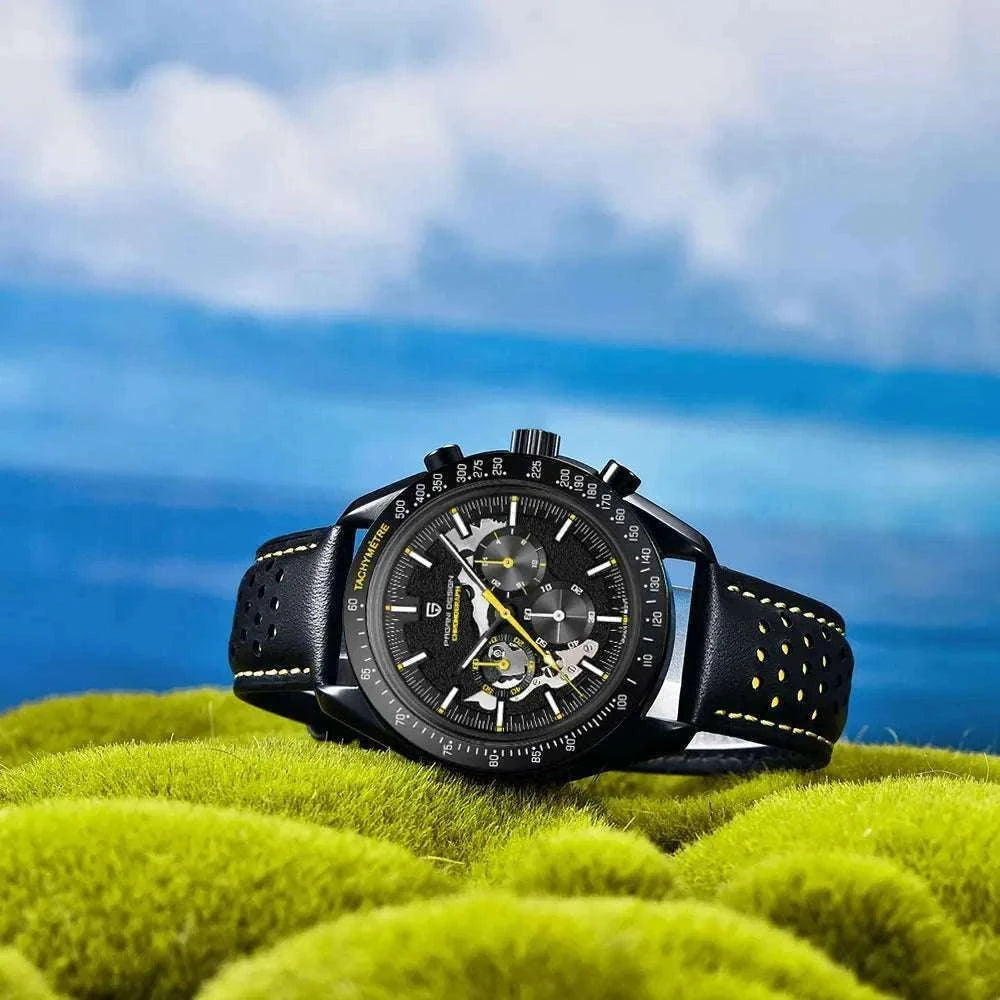 Pagani Design Moon Dark Chronograph Watch AR Sapphire 100M-Red / france