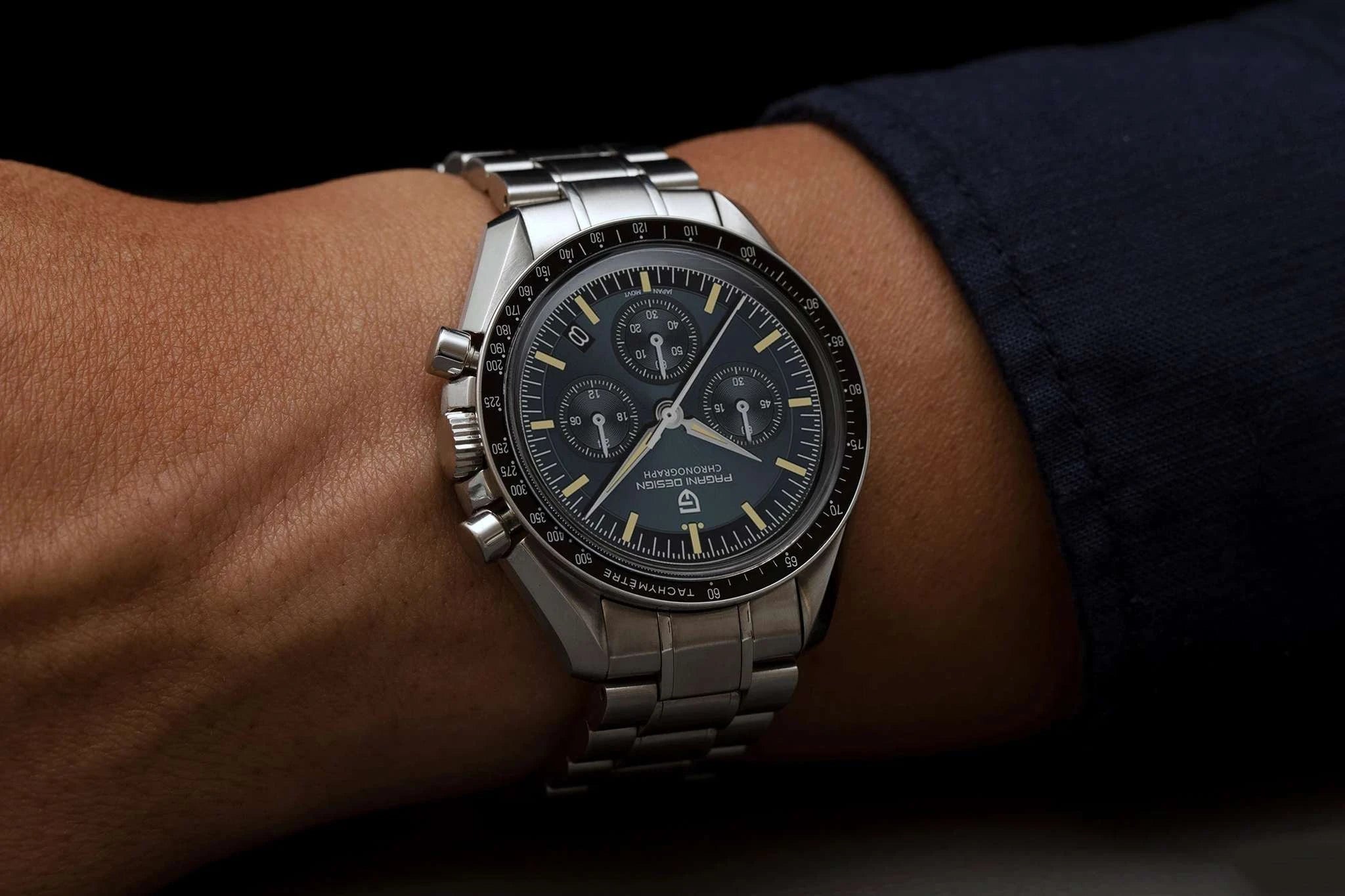 Pagani Design Moonwatch Chronograph Quartz Men's Steel Watch-Classic Black / United States