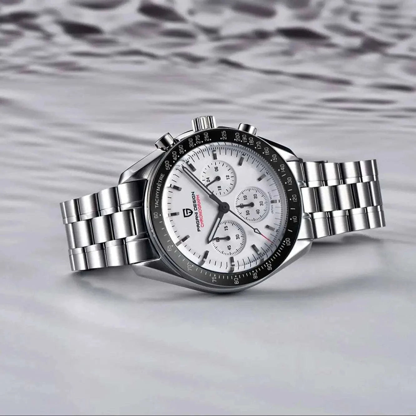 Pagani Design Moonwatch Chronograph Quartz Men's Steel Watch-Classic Black / United States