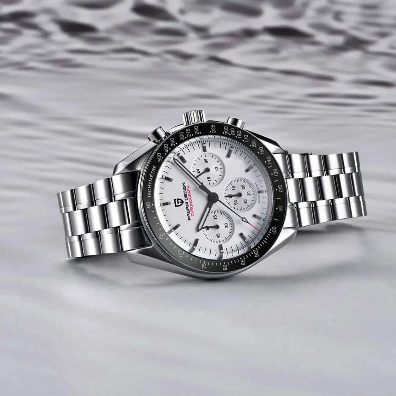 Pagani Design Moonwatch Chronograph Quartz Men's Steel Watch-Classic Black / United States