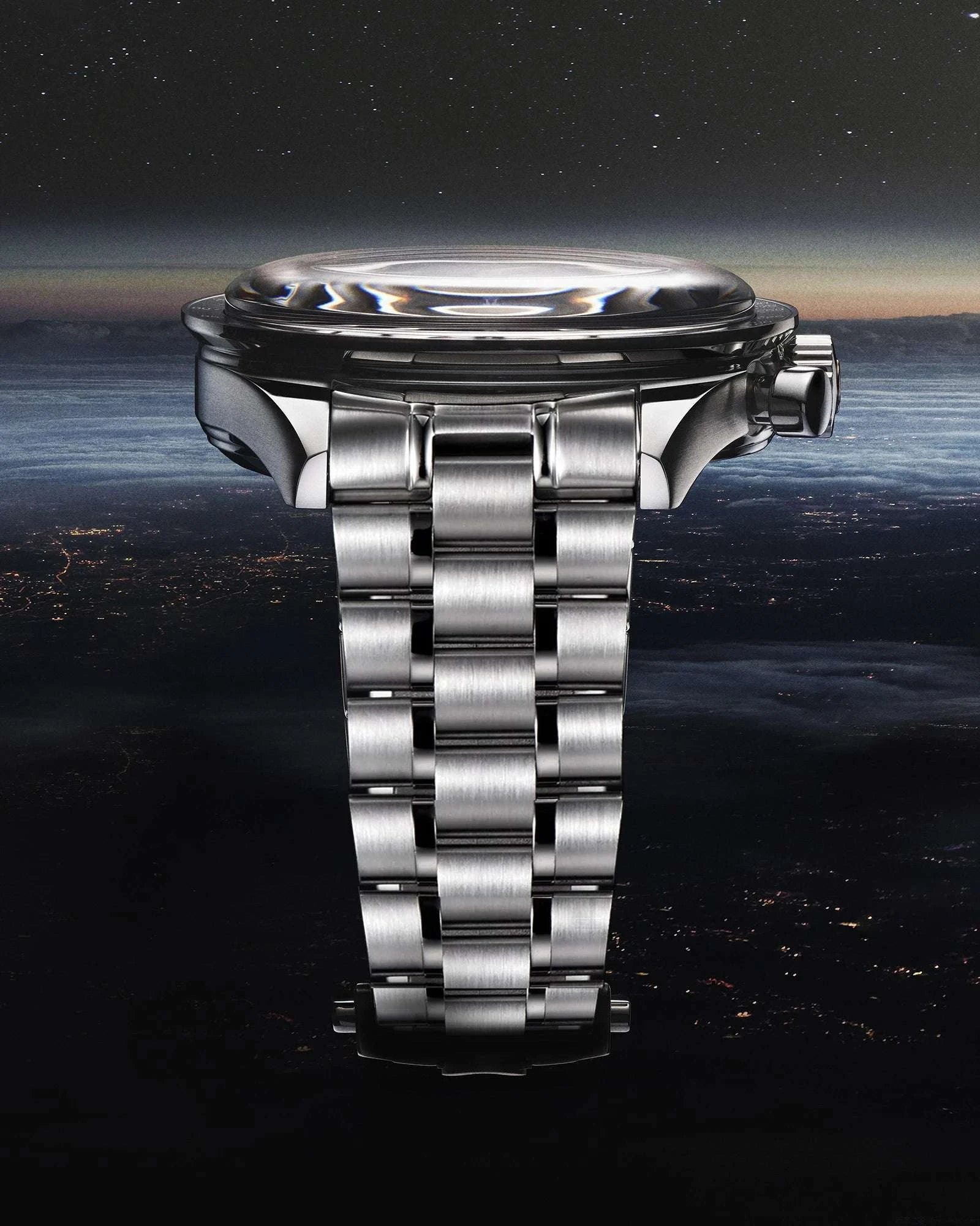 Pagani Design Moonwatch Chronograph Quartz Men's Steel Watch-Classic Black / United States