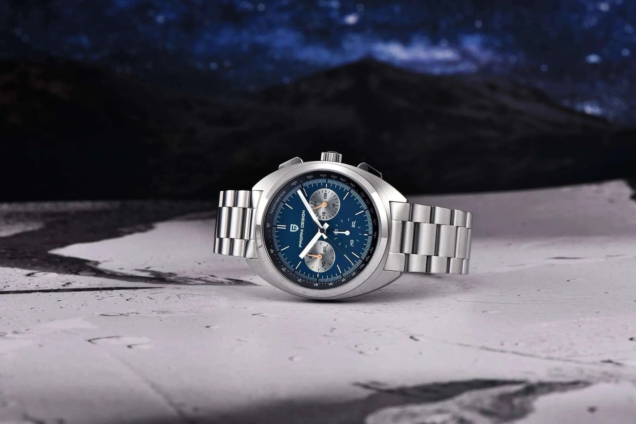 Pagani Design Panda Dial Chronograph Watch Sapphire Steel 10Bar-White / United States