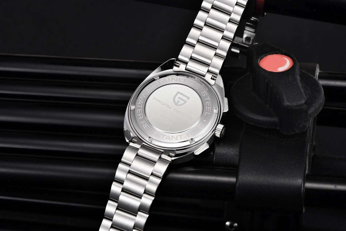 Pagani Design Panda Dial Chronograph Watch Sapphire Steel 10Bar-White / United States