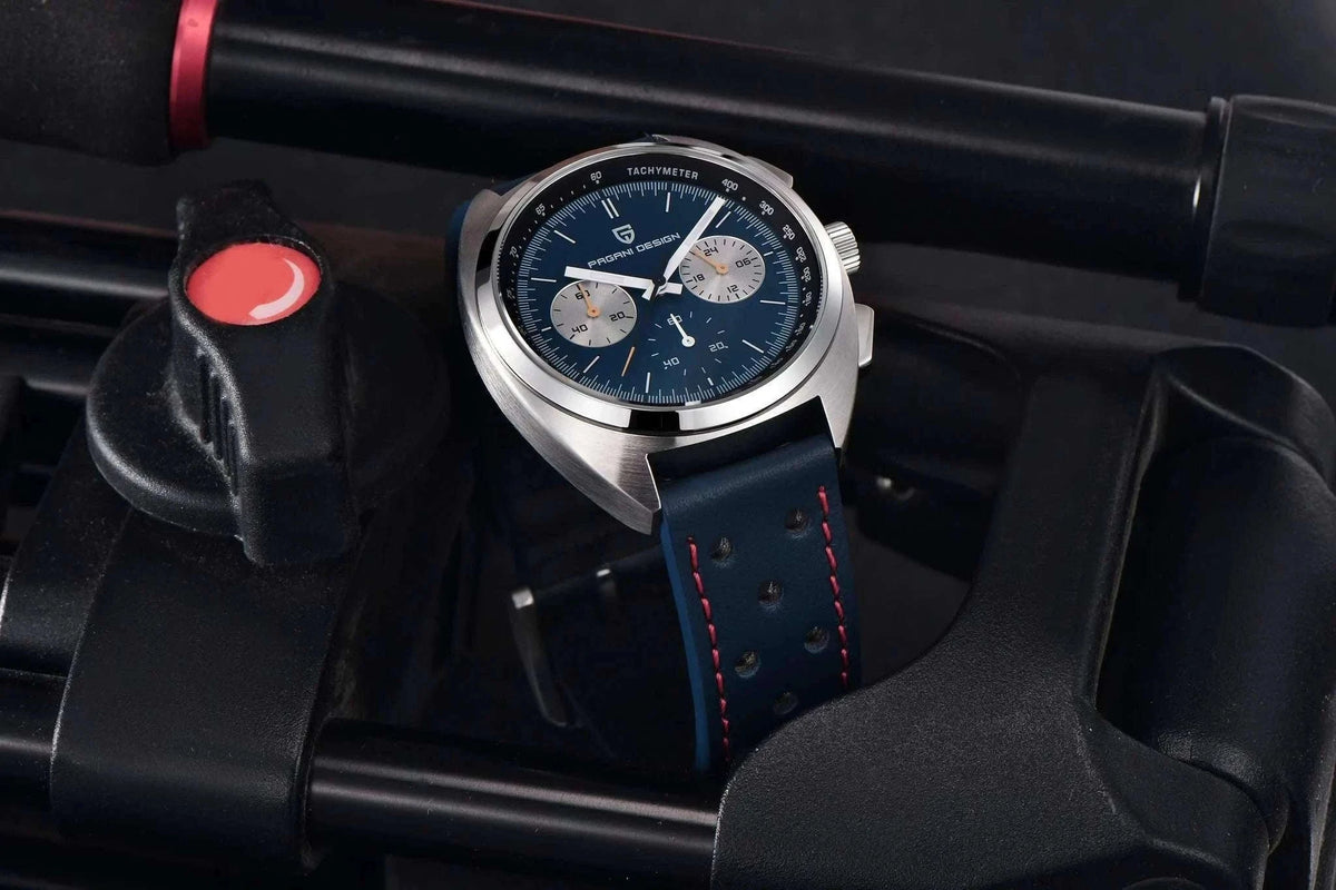 Pagani Design Panda Dial Chronograph Watch VK63 Sapphire-Steel Blue / france