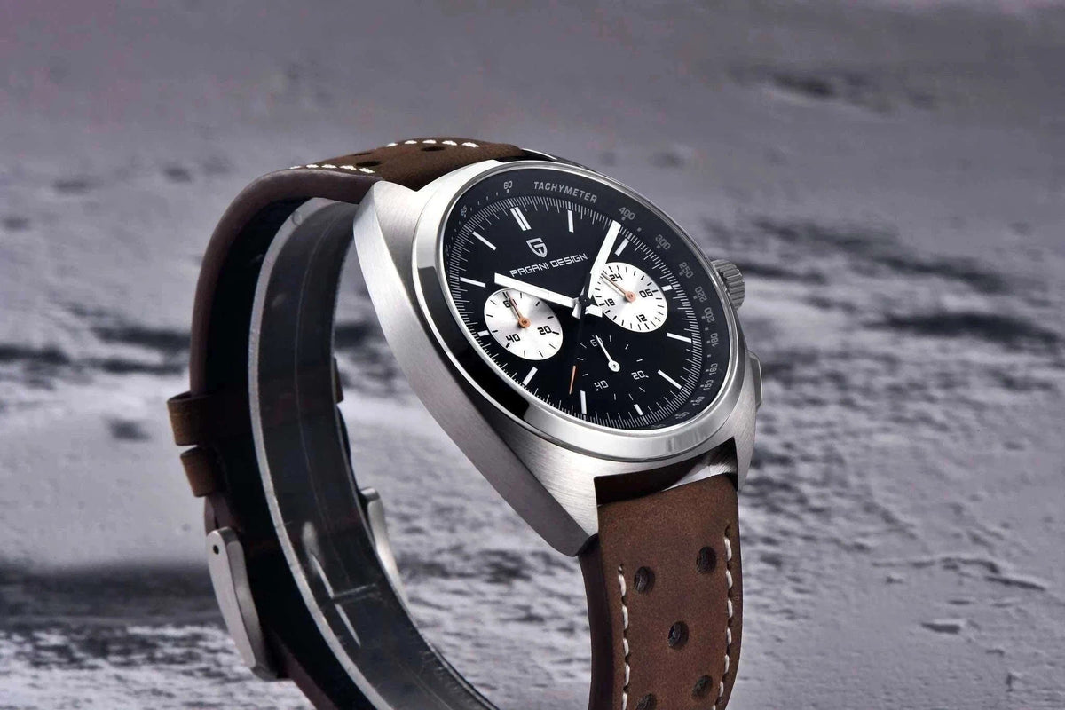 Pagani Design Panda Dial Chronograph Watch VK63 Sapphire-Steel Blue / france
