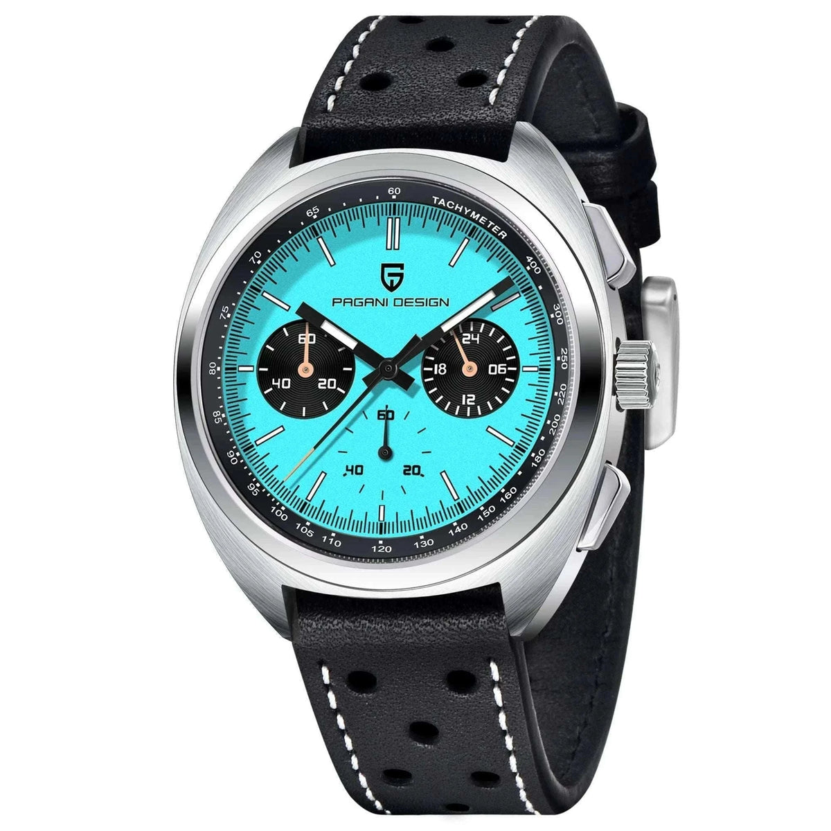 Pagani Design Panda Dial Chronograph Watch VK63 Sapphire-Steel Blue / france