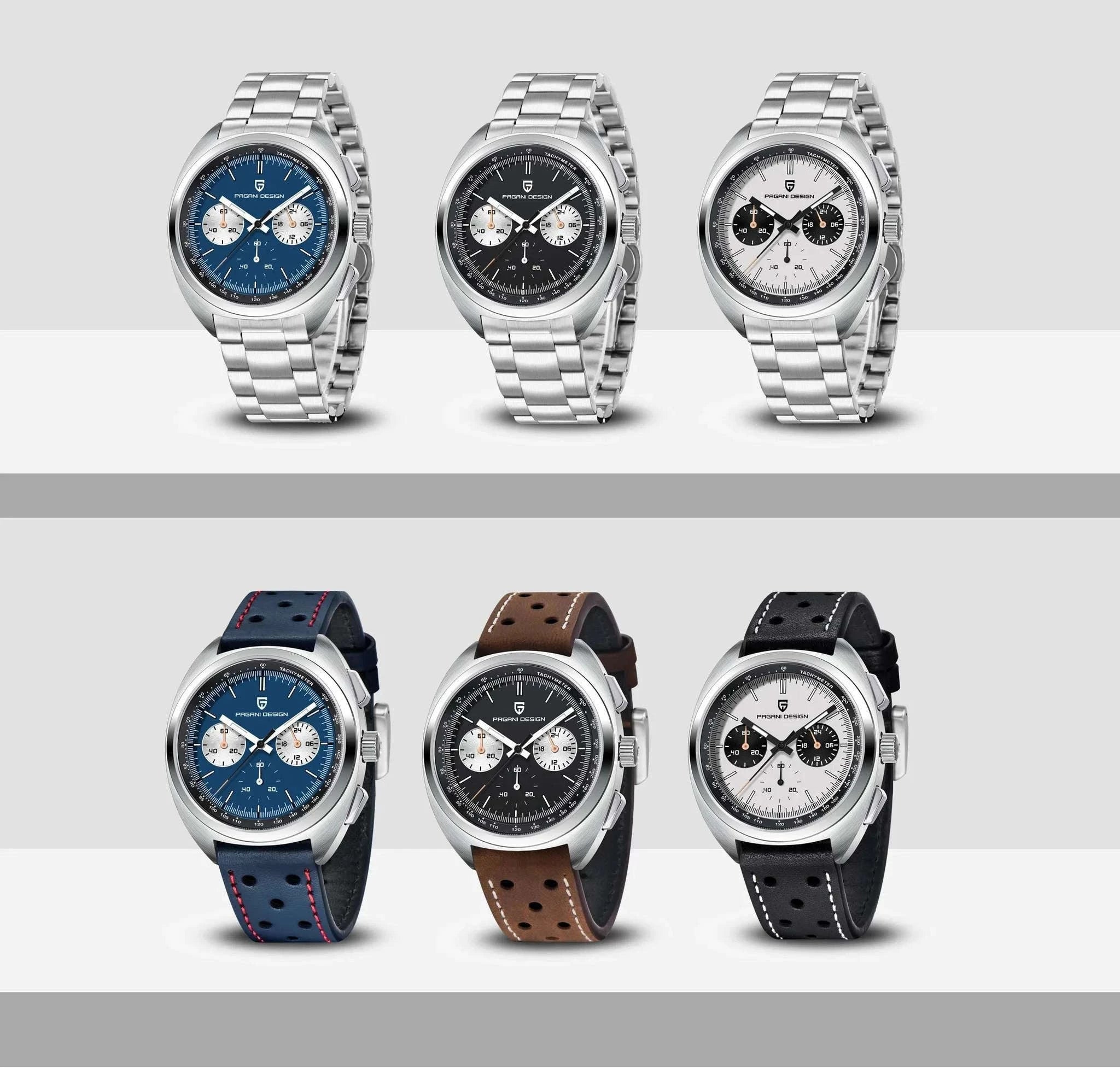 Pagani Design Panda Dial Chronograph Watch VK63 Sapphire-