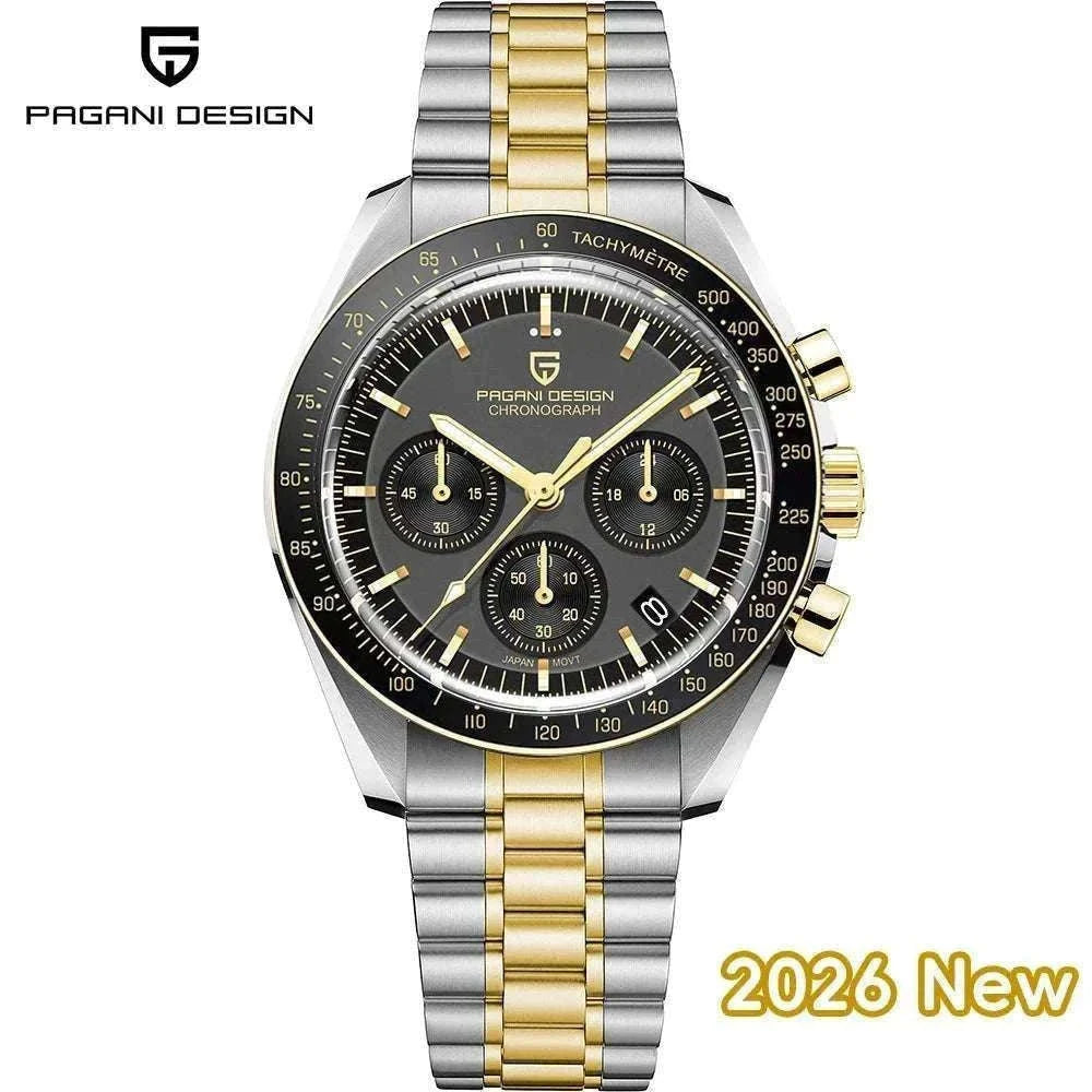 Pagani Design PD-1701 Chronograph Watch Sapphire 100M Waterproof-Gold / GERMANY