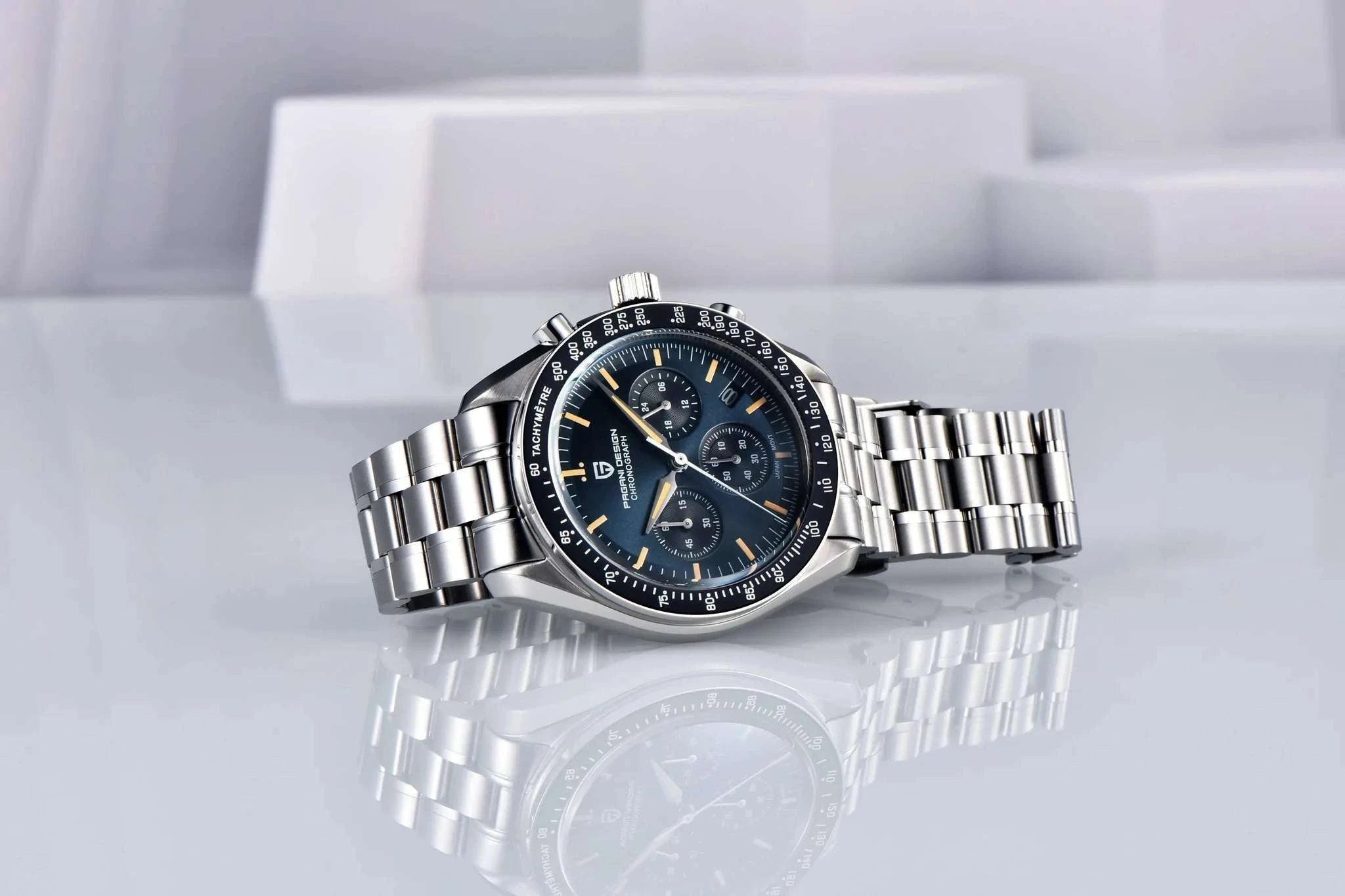 Pagani Design PD1701 Moonwatch Chronograph Steel Quartz Watch-Ice Blue / spain